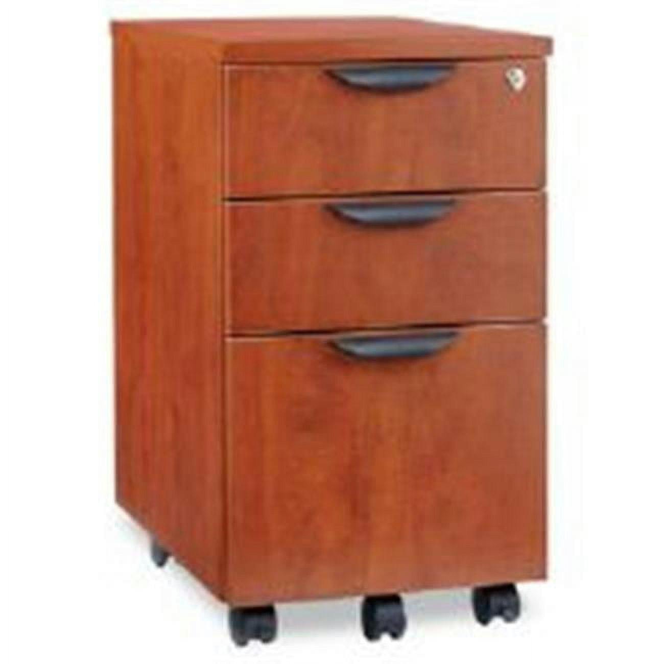 Cherry Woodgrain 3-Drawer Mobile Pedestal File Cabinet with Lock