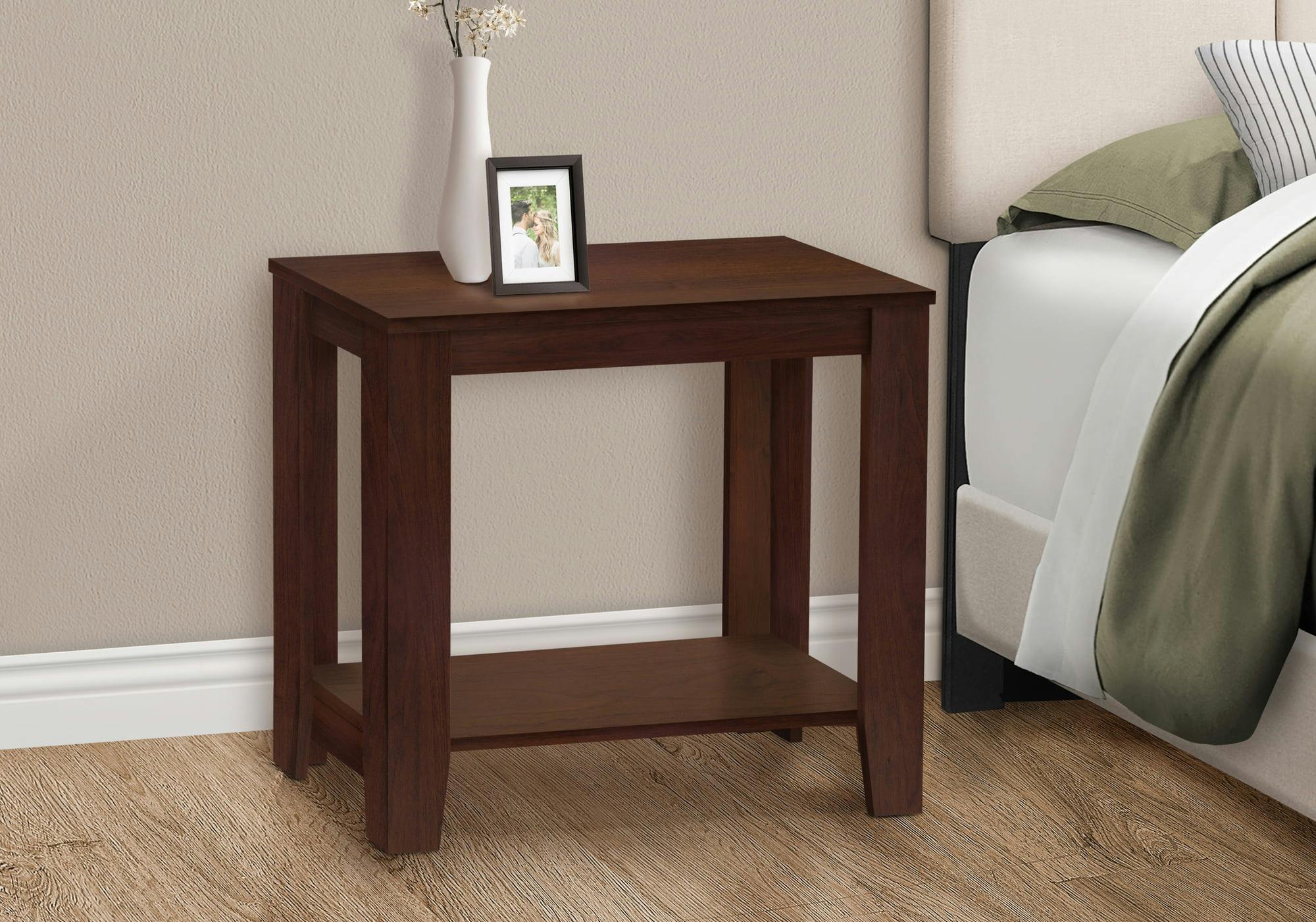 Contemporary Cherry Wood Rectangular Side Table with Shelf