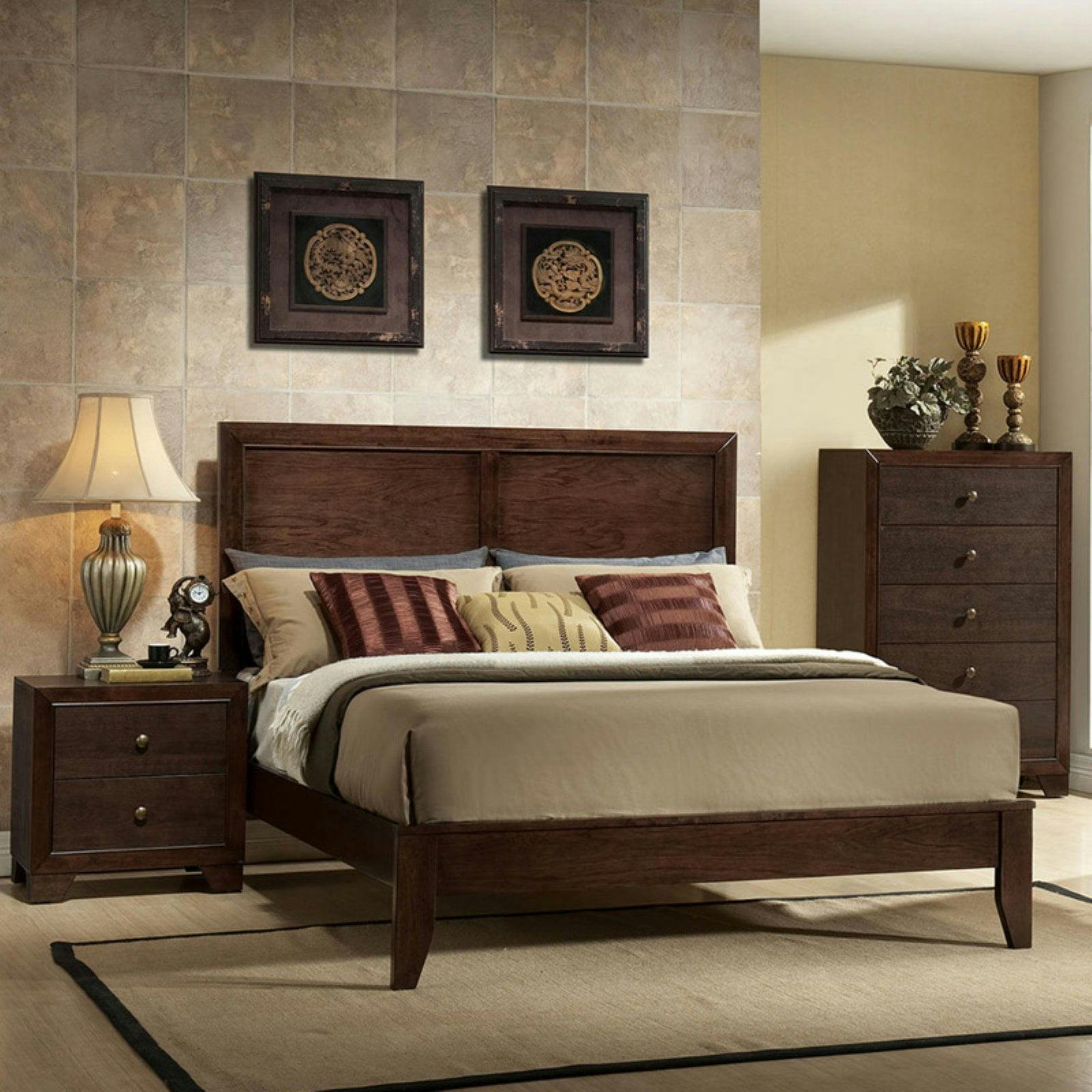 Espresso King Bed with Wood Frame and Storage Drawer