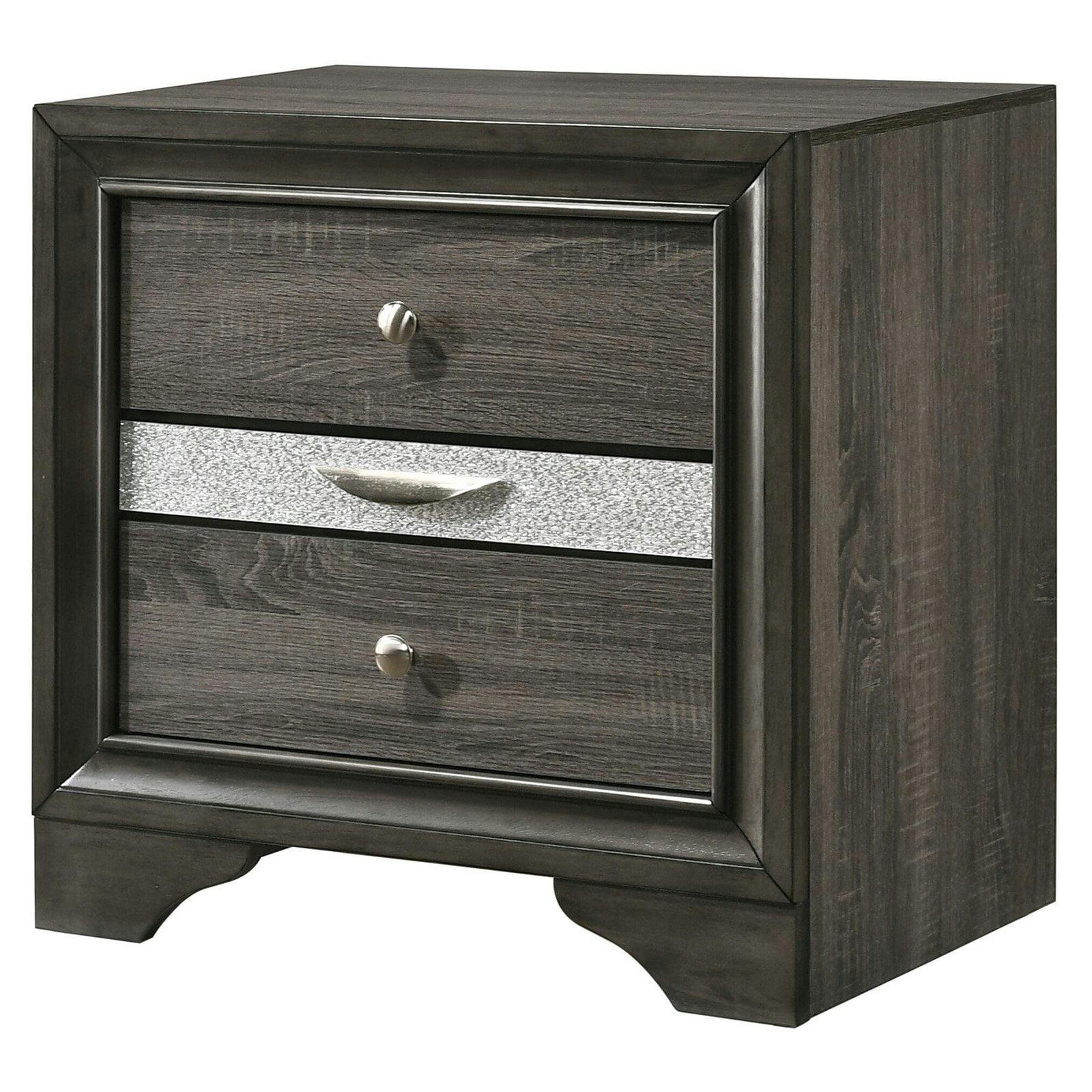 Naima Contemporary Gray 3-Drawer Nightstand with Acrylic Trim