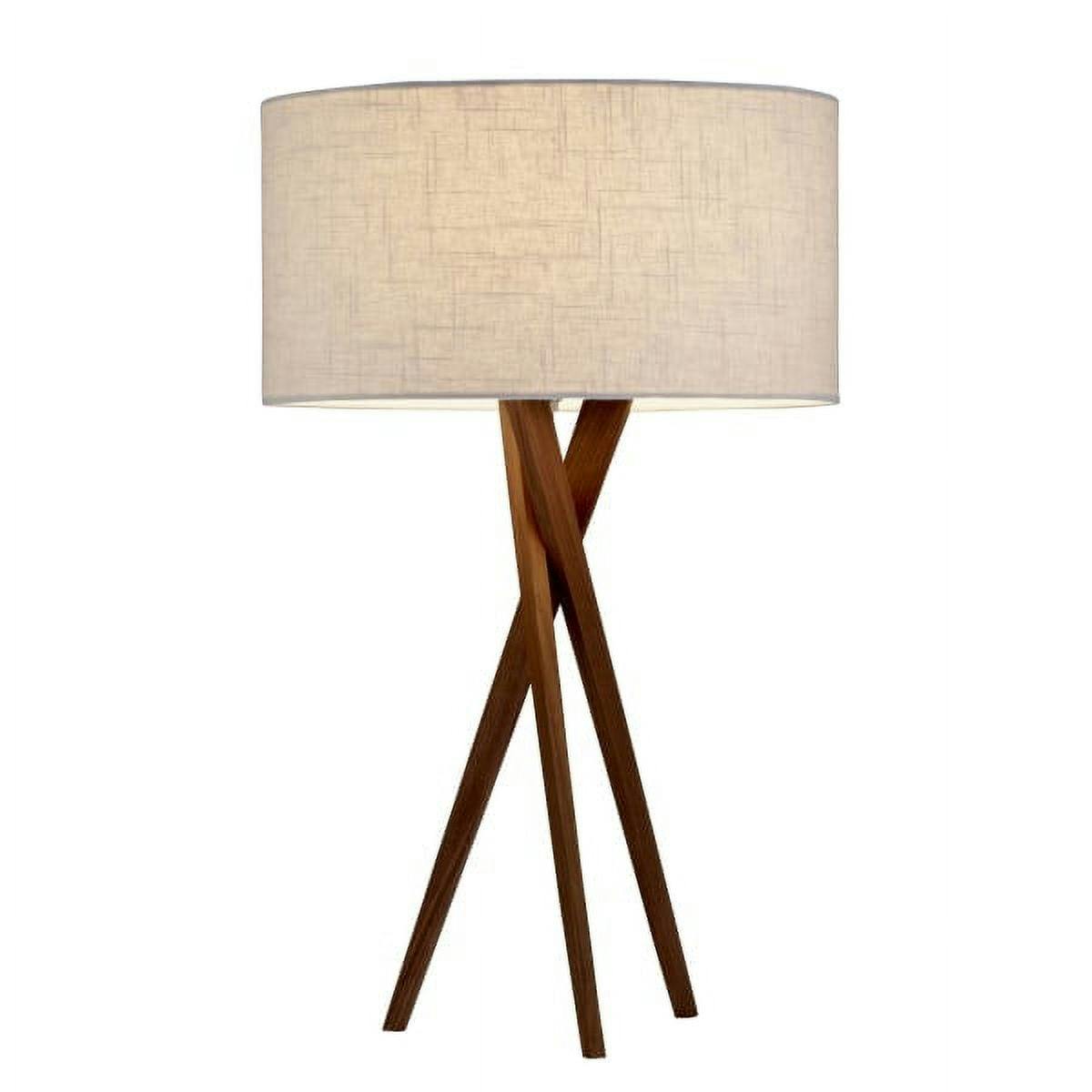 Contemporary Rustic White Linen Shade Tripod Table Lamp