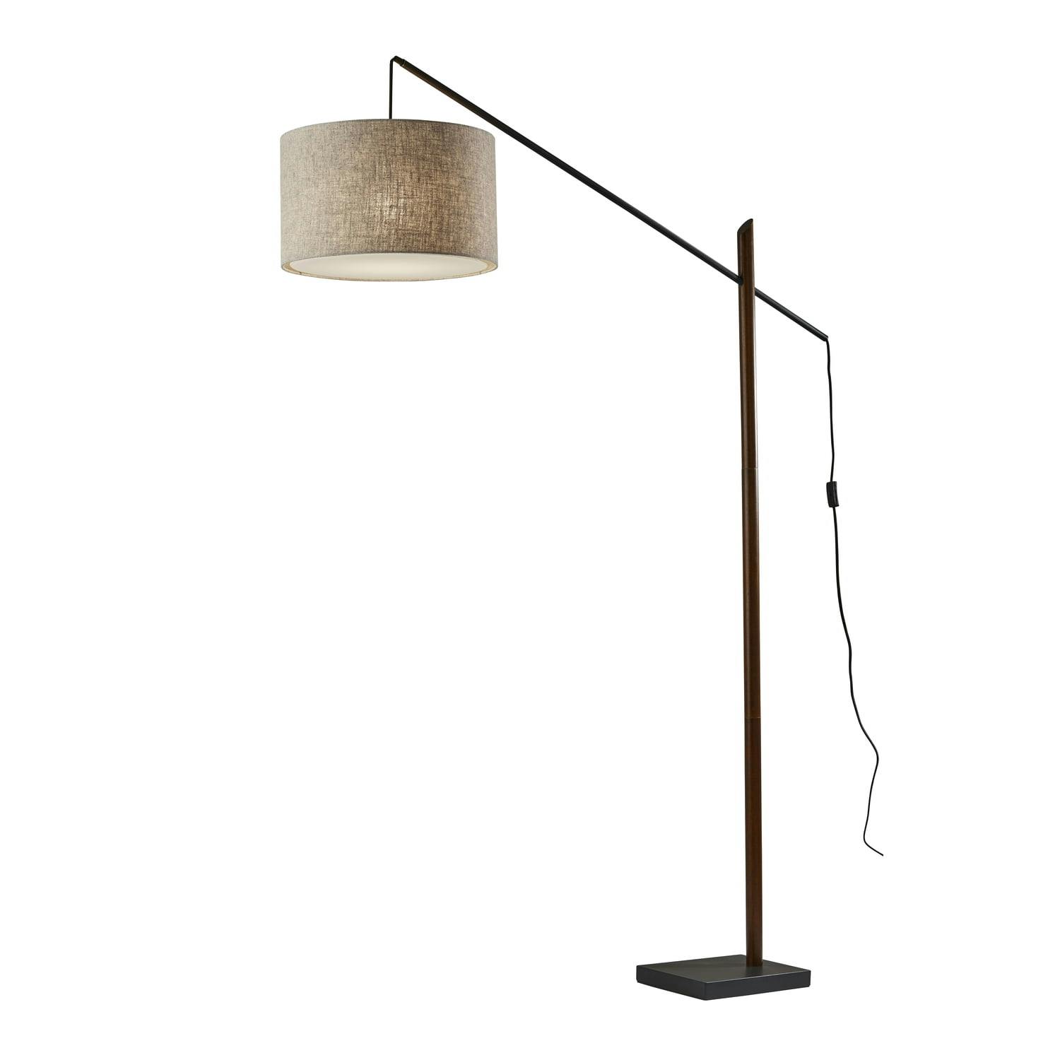 Mid-Century Modern Black Walnut Arc Adjustable Floor Lamp