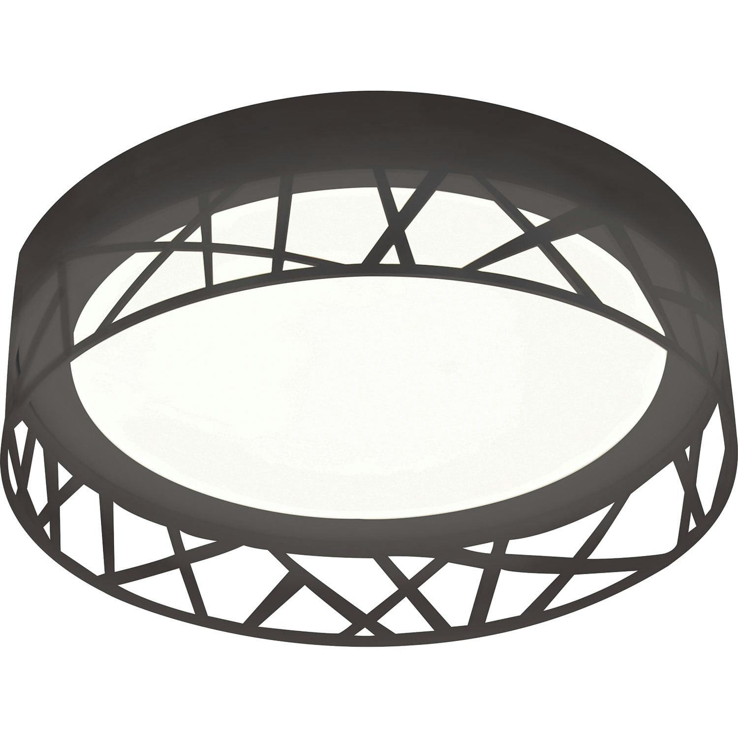 Boon Sleek 16" Black Steel LED Flush Mount Drum Ceiling Light