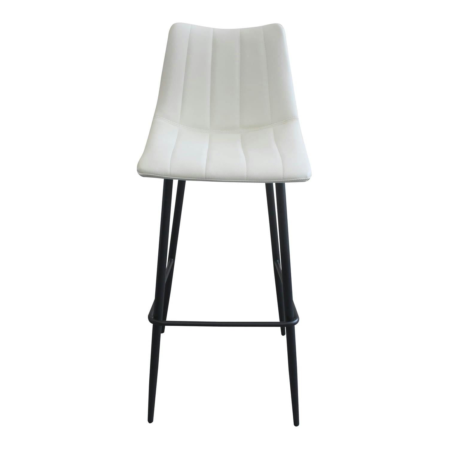 Contemporary Ivory White Faux Leather Bar Stool with Metal Legs