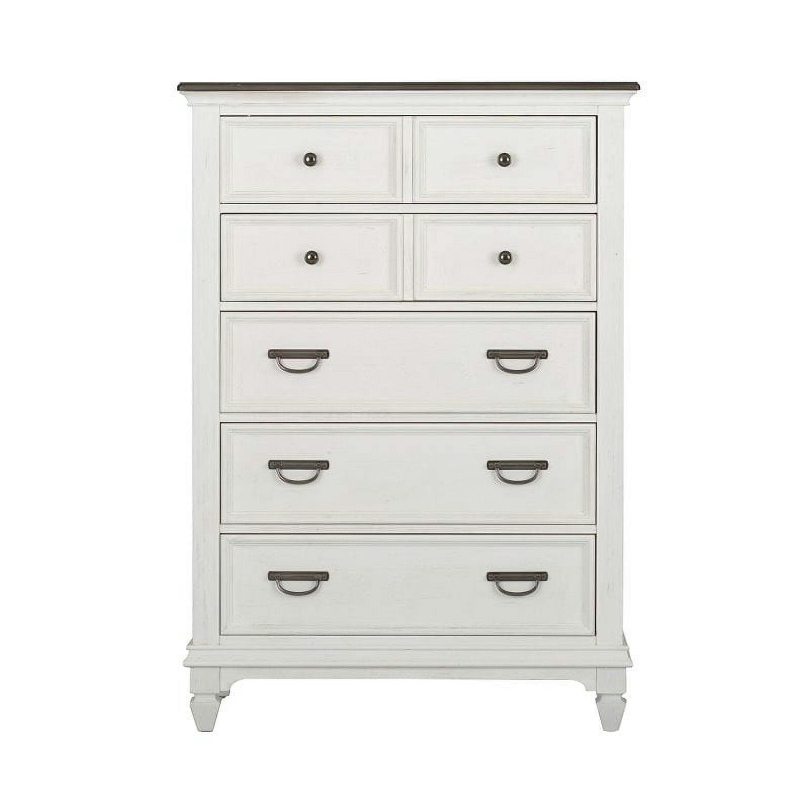 Cottage Charm White 5-Drawer Chest with Felt-Lined Drawer