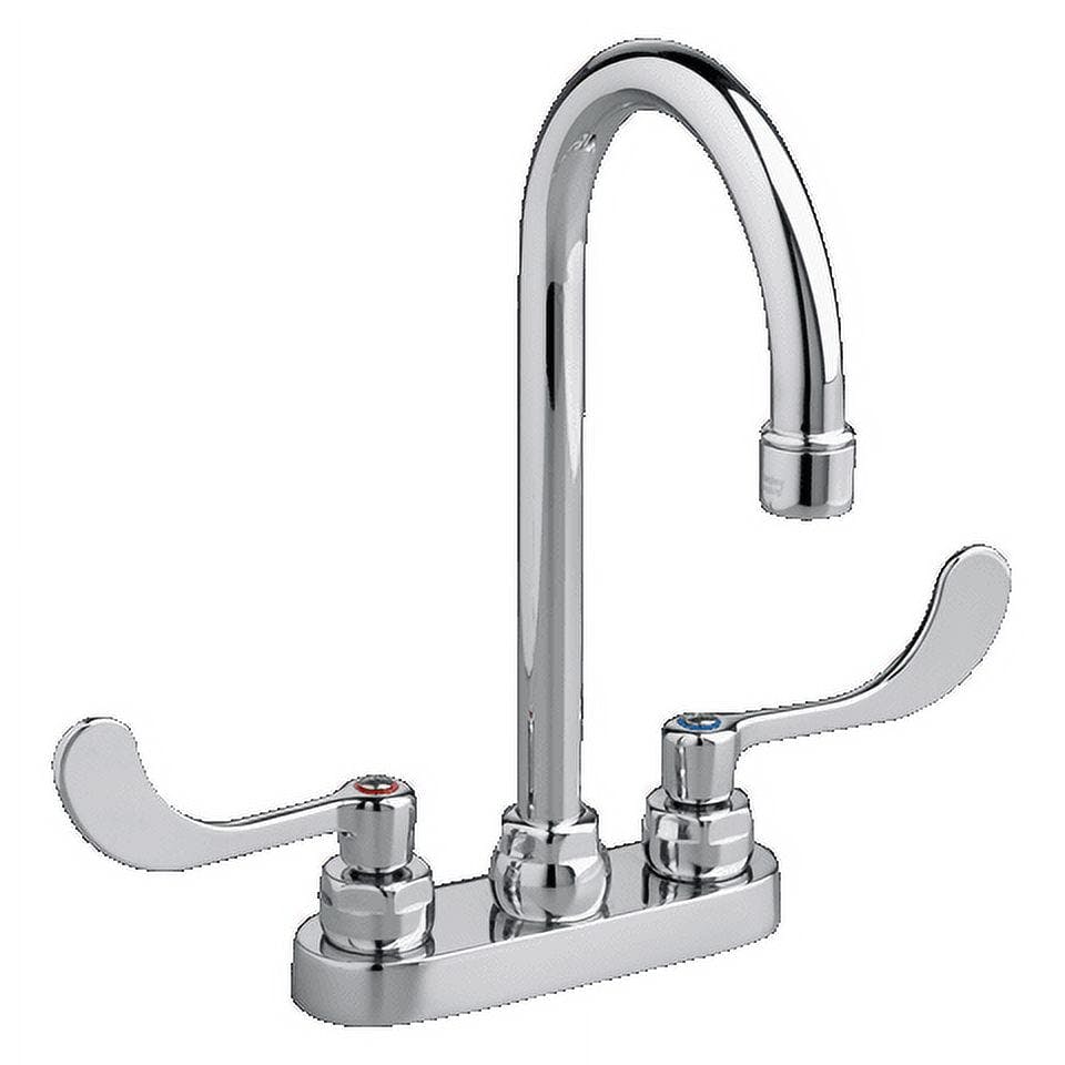 Polished Chrome Double-Handle Centerset Lavatory Faucet with Wrist Blade Handles