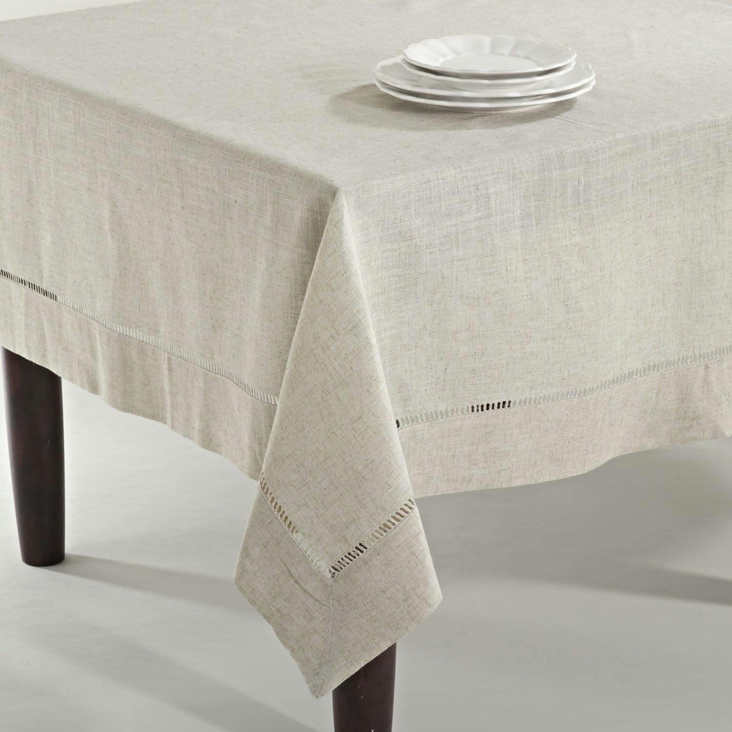 Mediterranean Charm 65" x 84" Poly-Linen Toscana Tablecloth