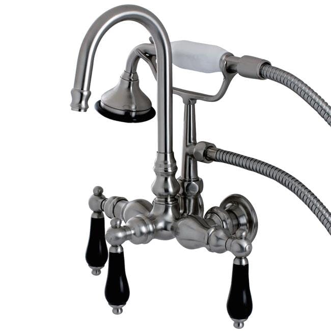 Elegant Vintage High-Arc Clawfoot Tub Faucet with Handshower in Brushed Nickel