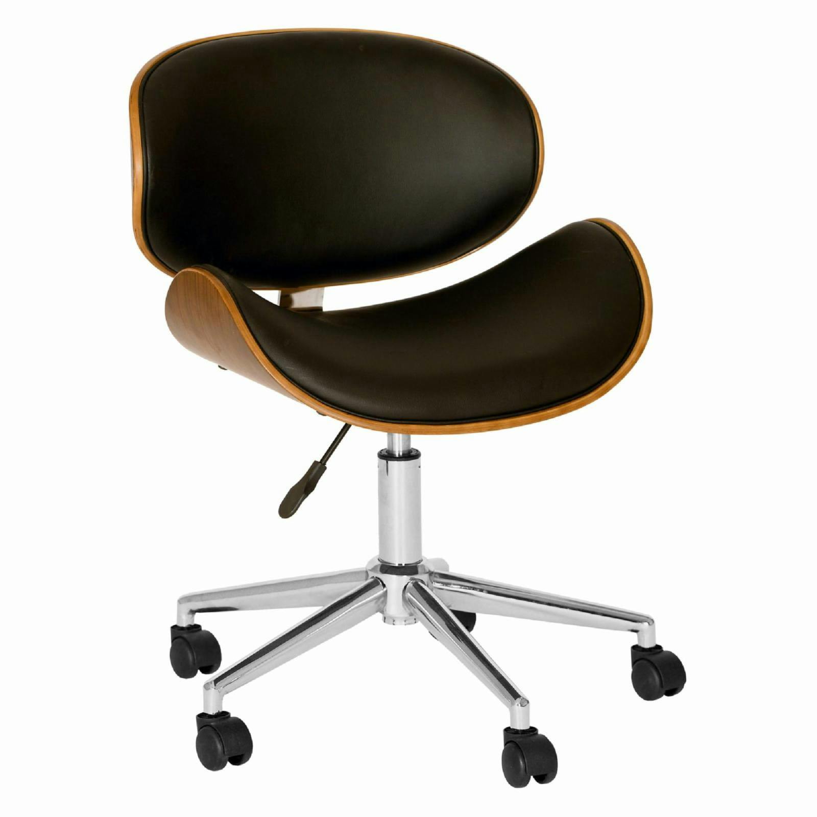 Daphne 21'' Black Leatherette Swivel Office Chair with Chrome Base