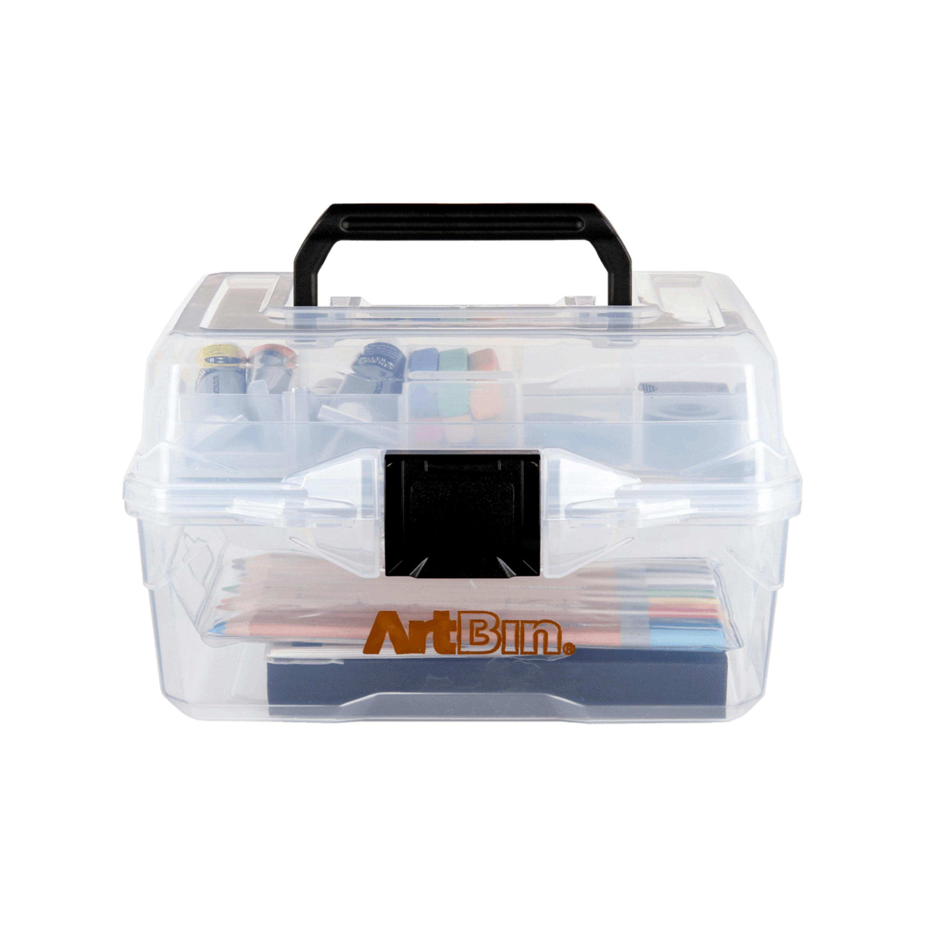 Crystal Clear Rectangular Plastic ArtBin for Kids with Latch
