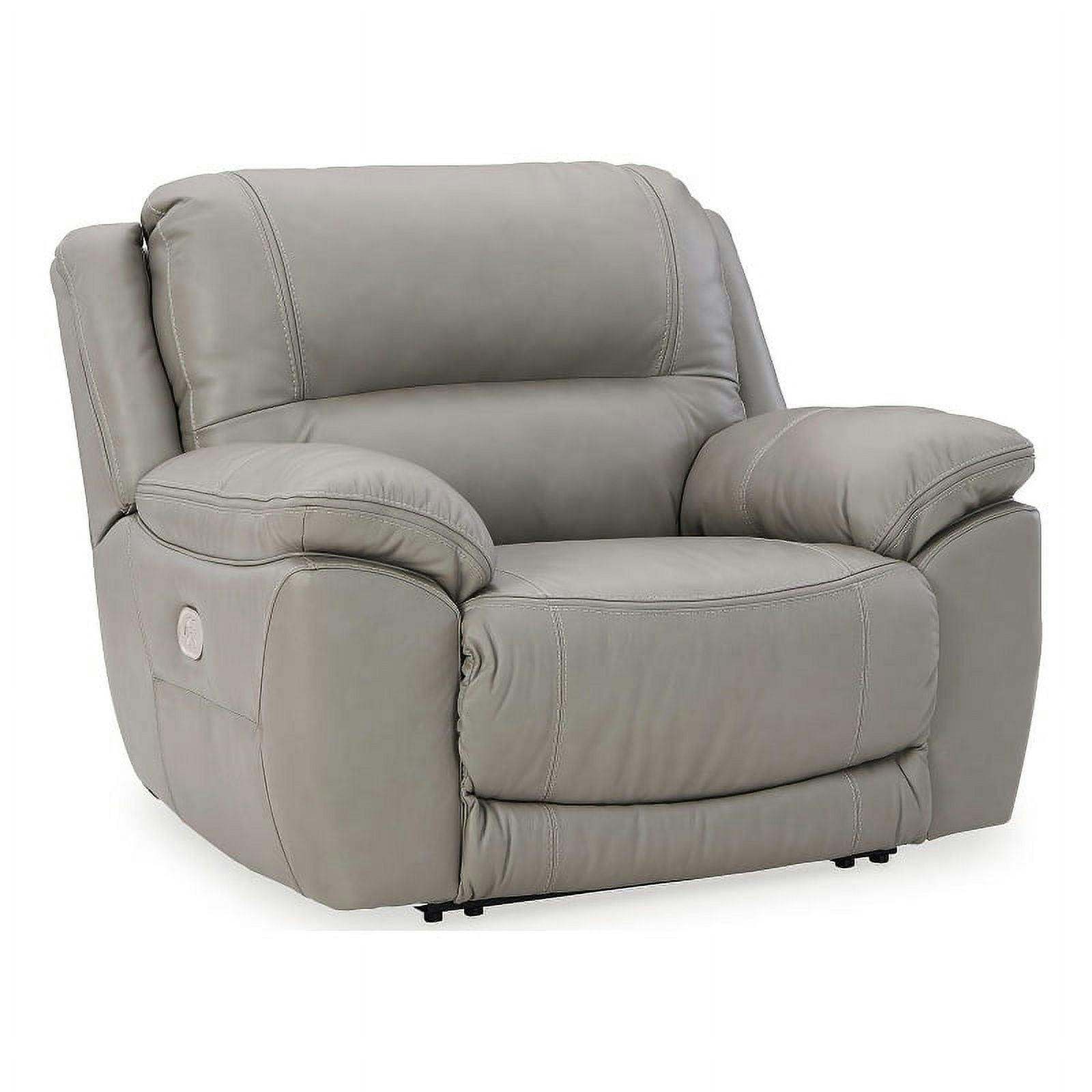 Contemporary Gray Leather 51" Recliner with Power Headrest