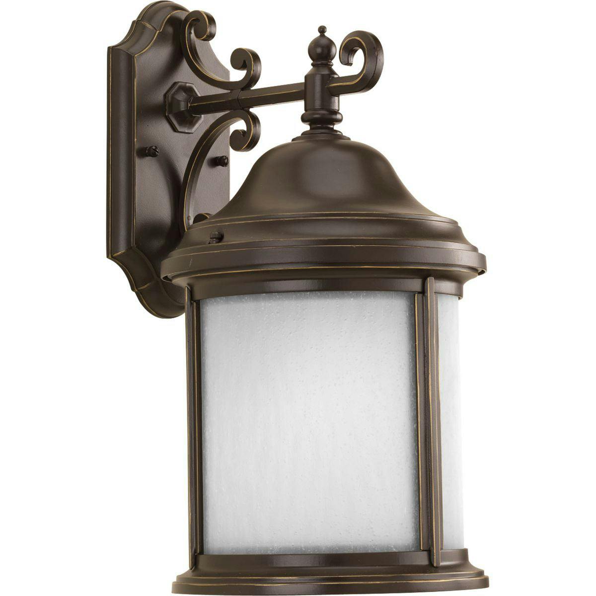 Elegant Ashmore Antique Bronze Outdoor Wall Lantern with Etched Seeded Glass