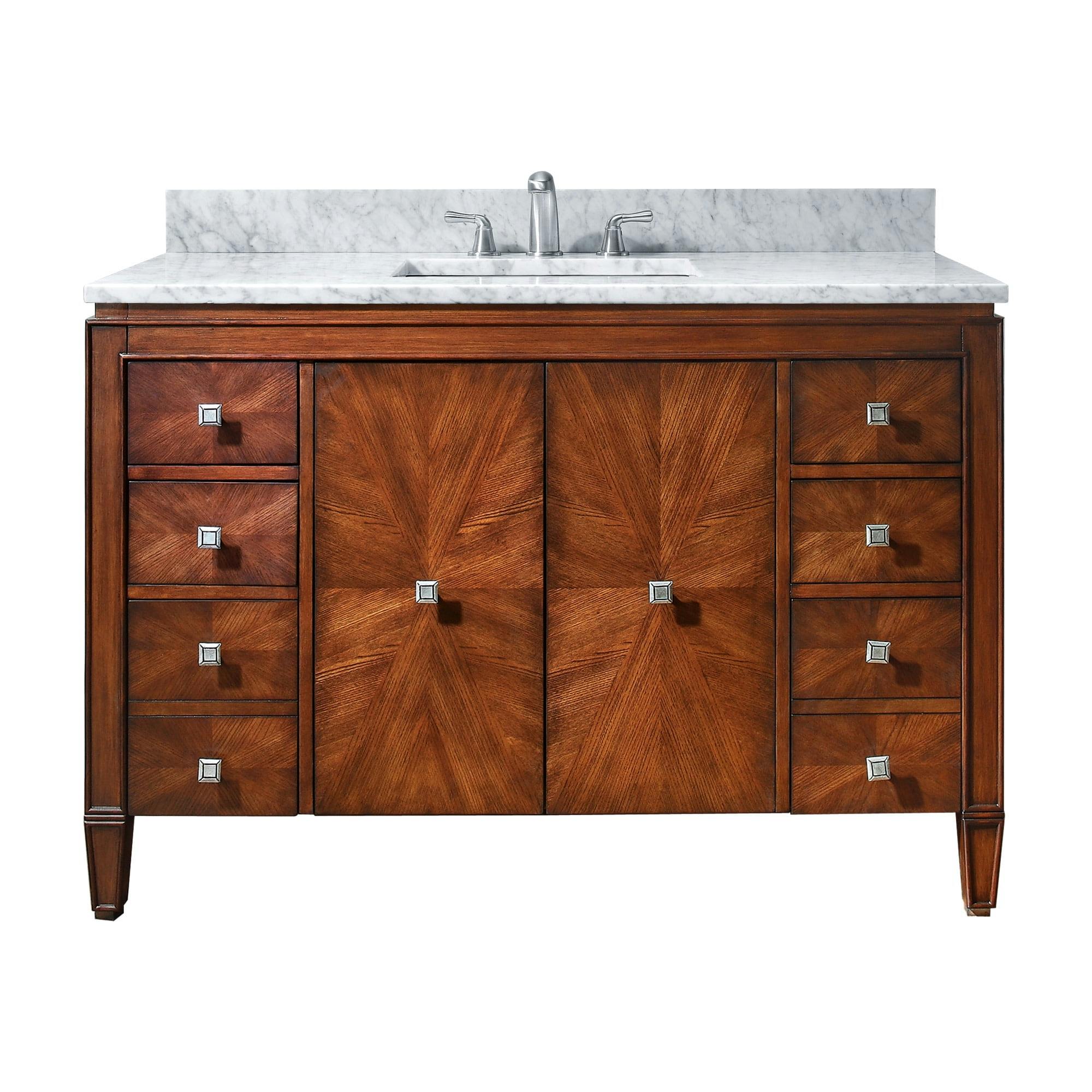 Transitional 49" Light Wood Vanity with Carrara Marble Top