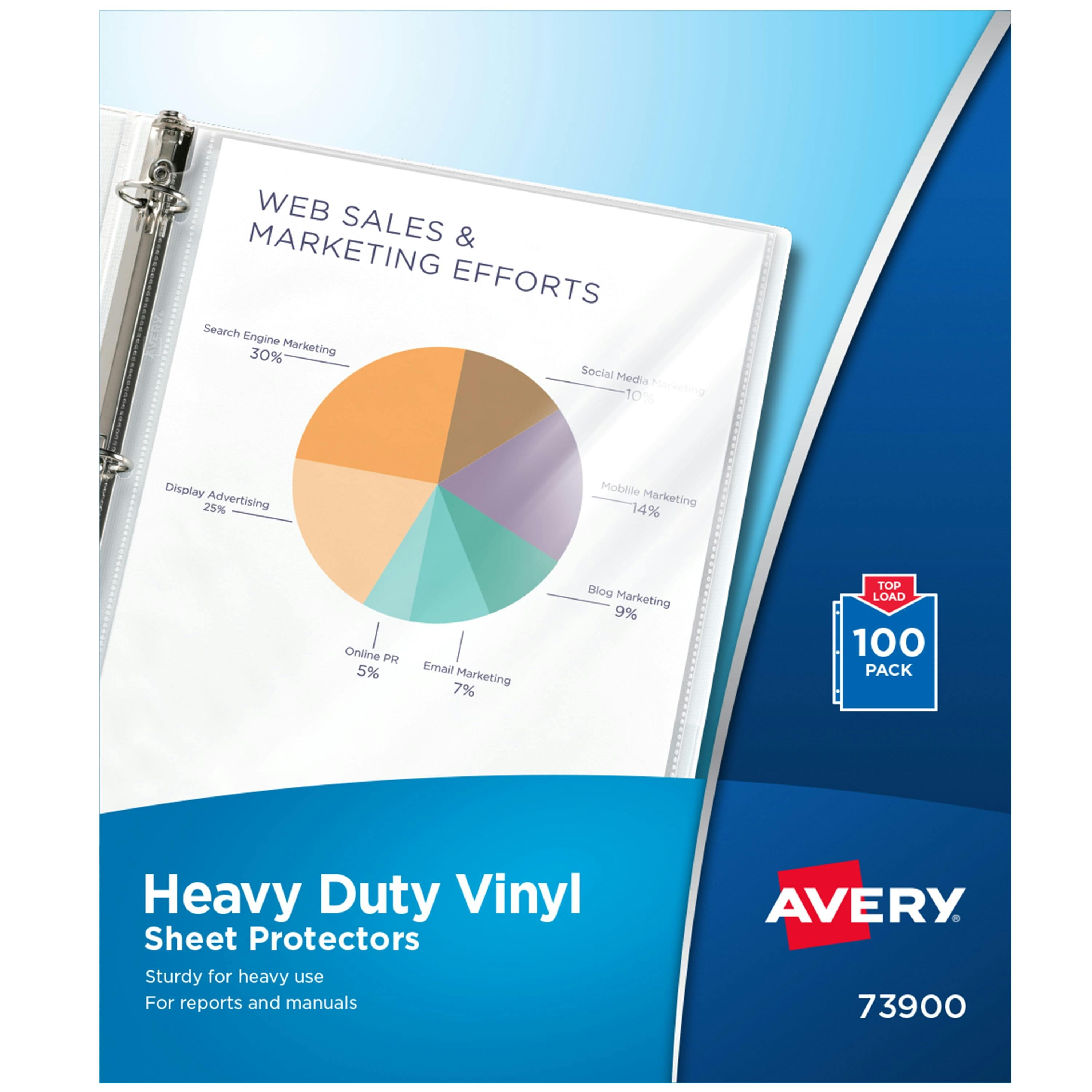 Heavy Gauge Clear Vinyl Document Protectors, 100-Pack