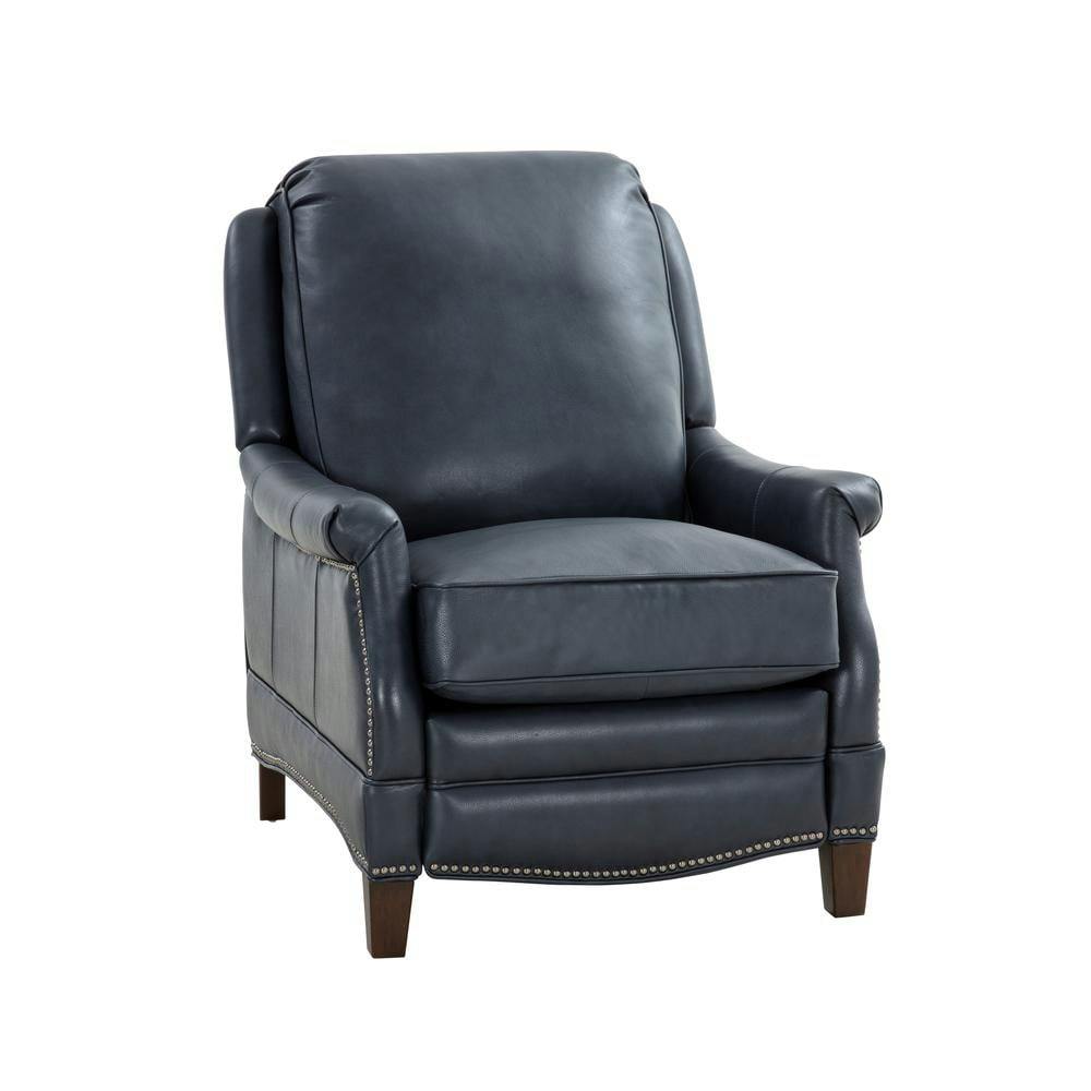 Ashebrooke Contemporary Black Leather Recliner with Nailhead Trim