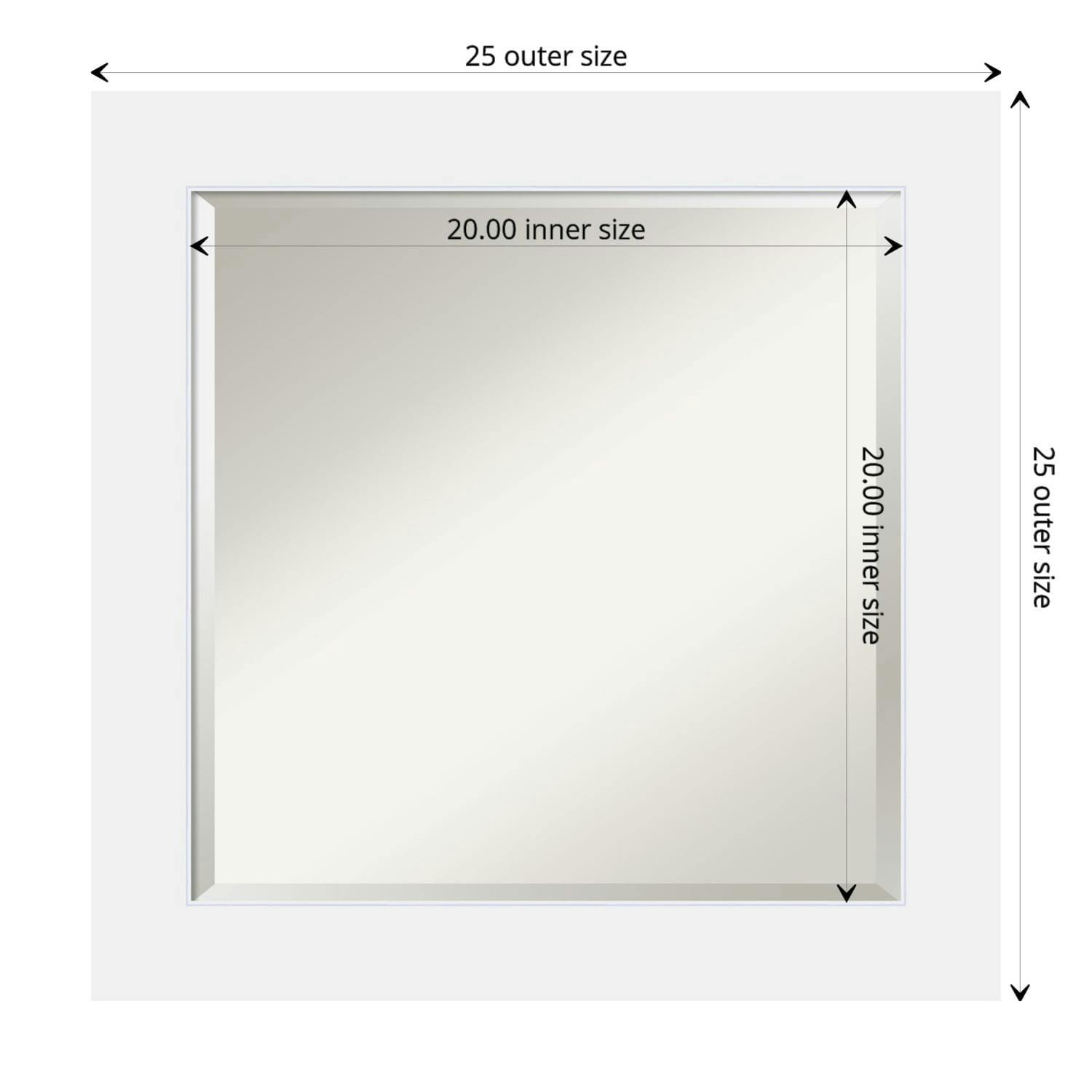 Contemporary White Wood 25" Square Bathroom Vanity Mirror