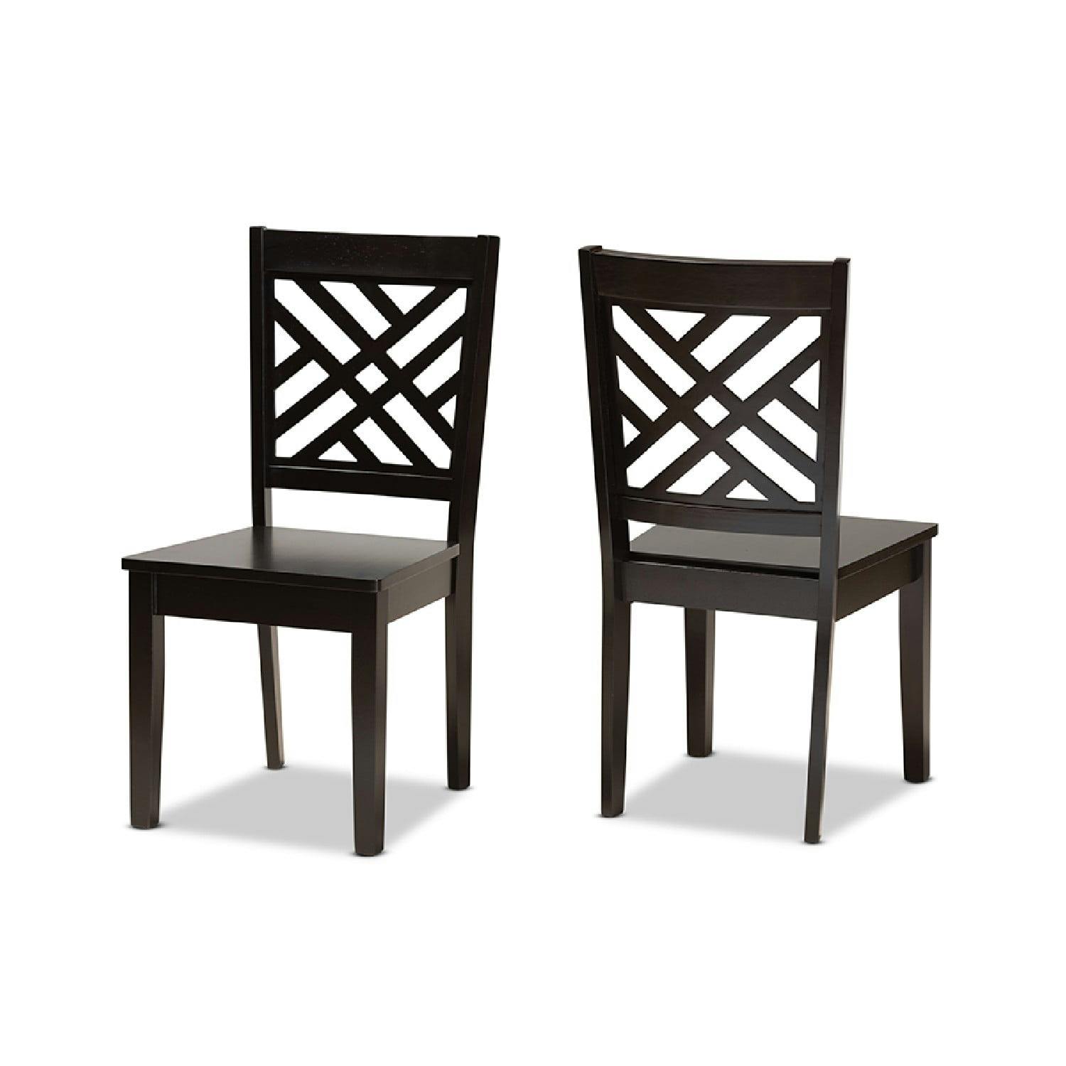 Caron Dark Brown Solid Wood and Cane Low Back Dining Chair