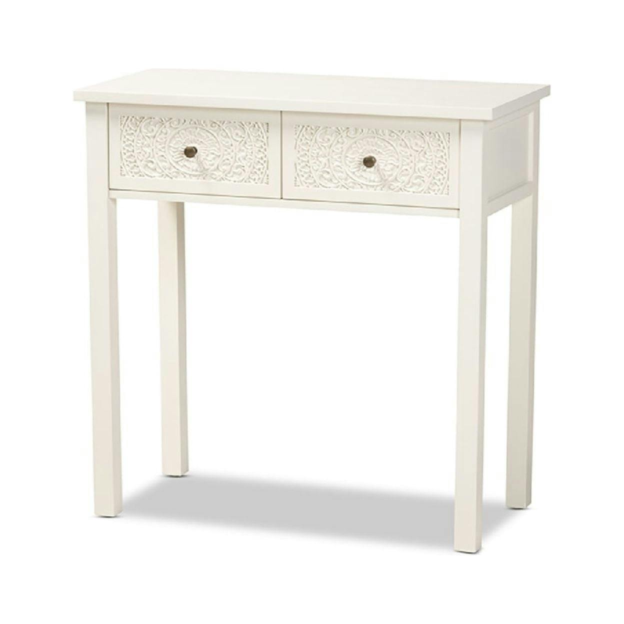 Lambert Classic White Firwood 2-Drawer Console Table