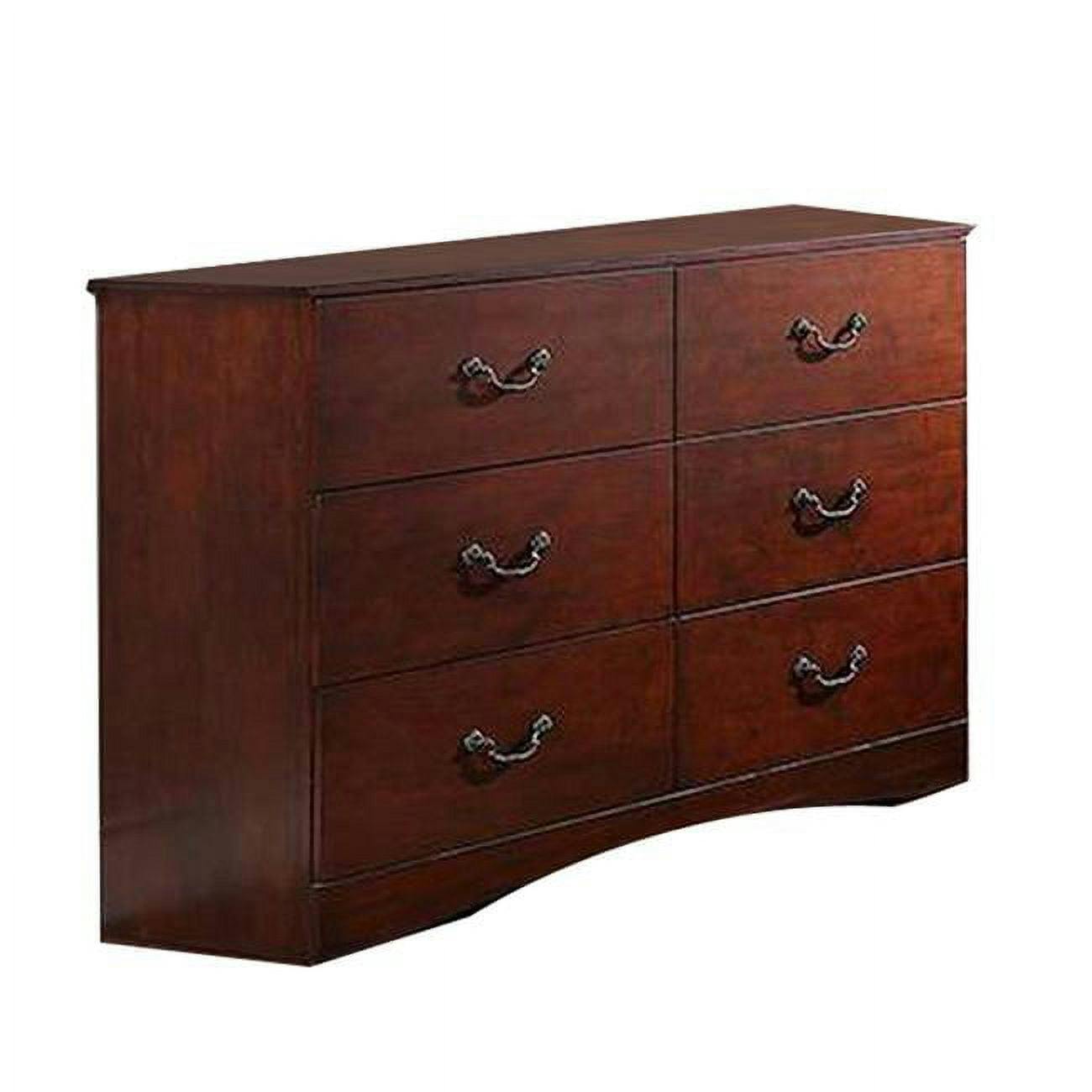 Mid-century Double 6-Drawer Dresser in Cherry Brown Pine