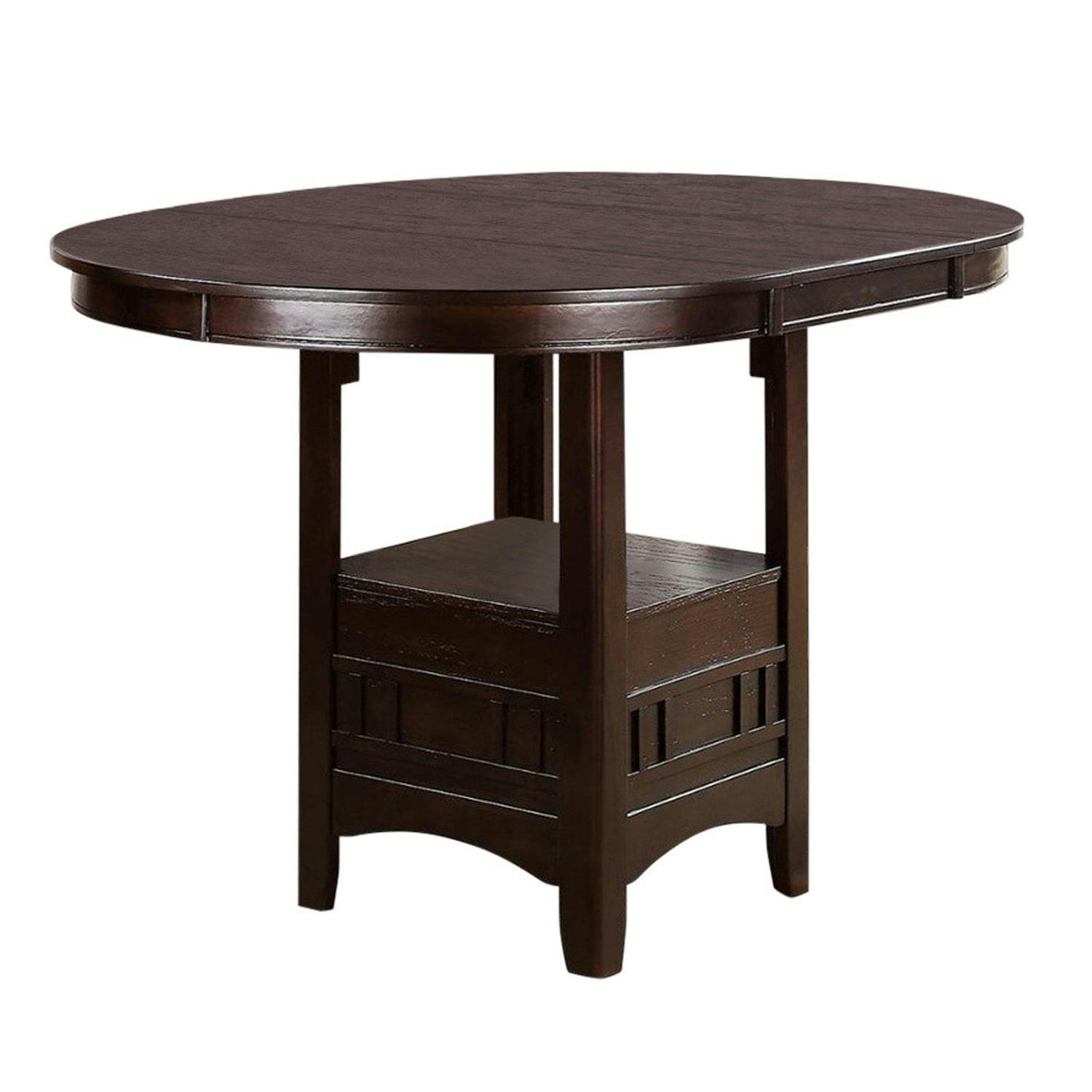 Contemporary Round Wood Extendable Counter Height Table, Brown