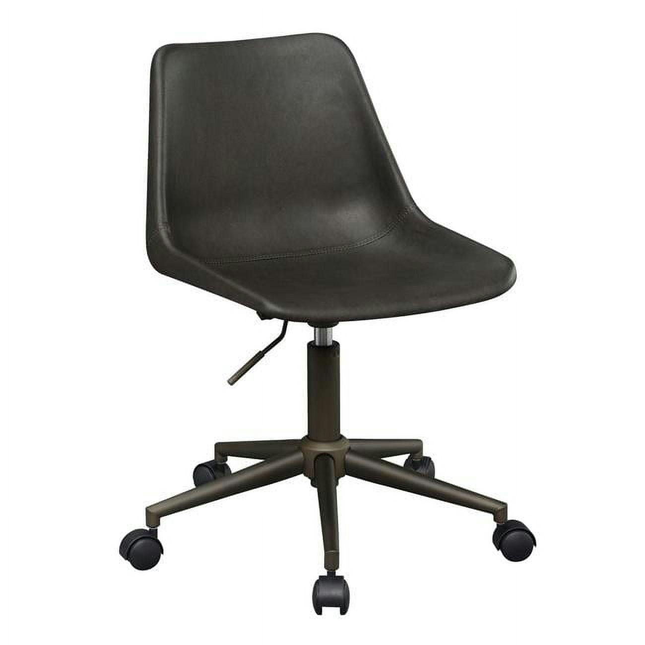 Sleek Sloped 25" Brown Fabric Swivel Office Chair with Curved Back