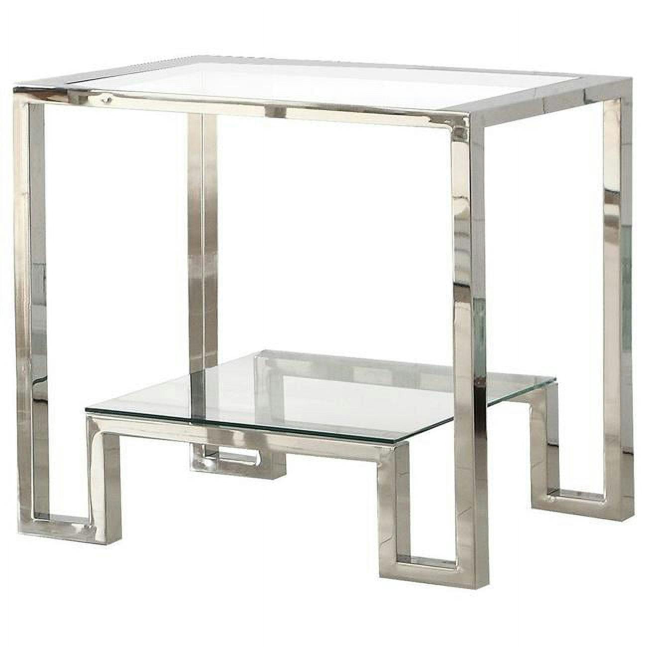 Contemporary Glacier Square Glass & Stainless Steel End Table