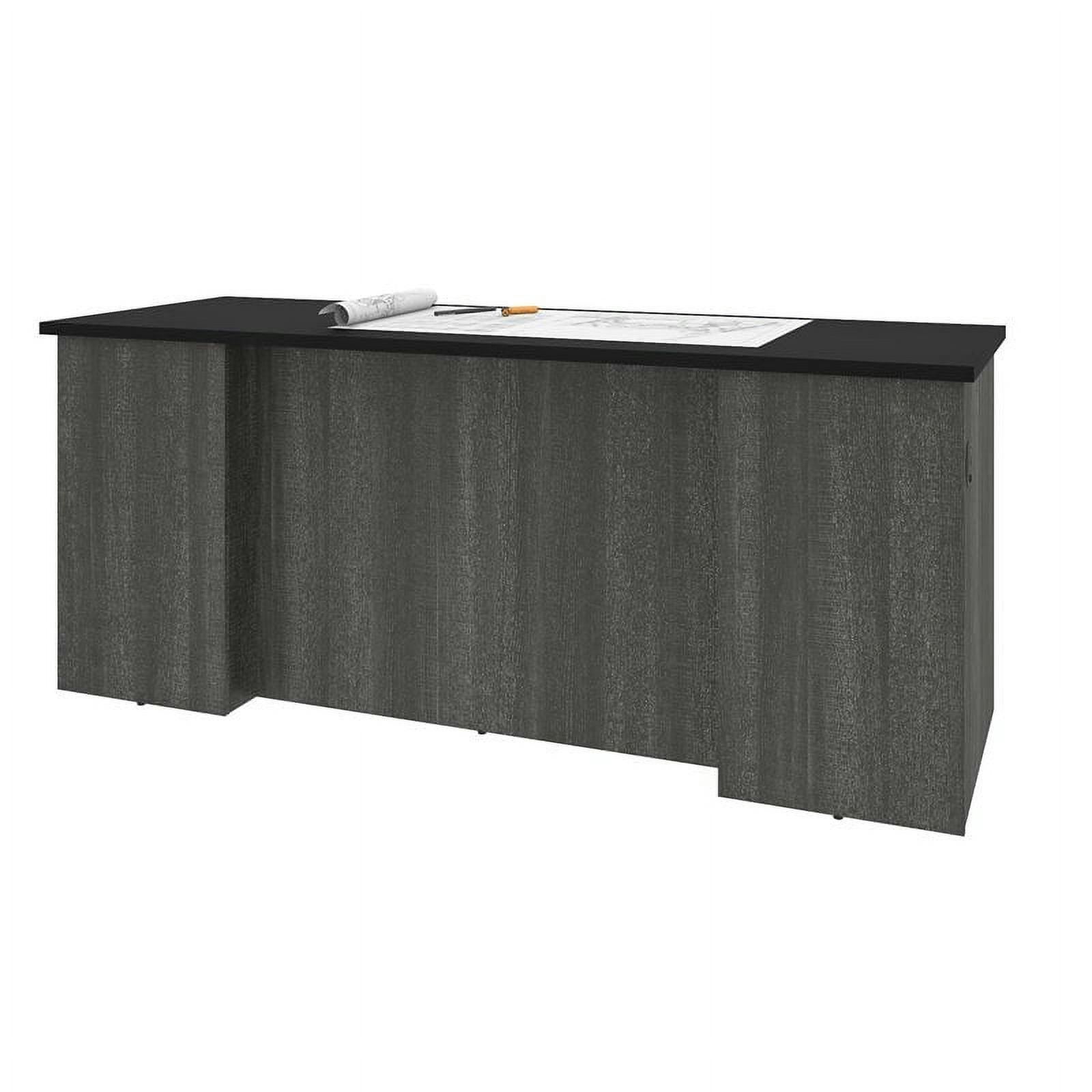Contemporary Black and Bark Gray U-Shaped Executive Desk