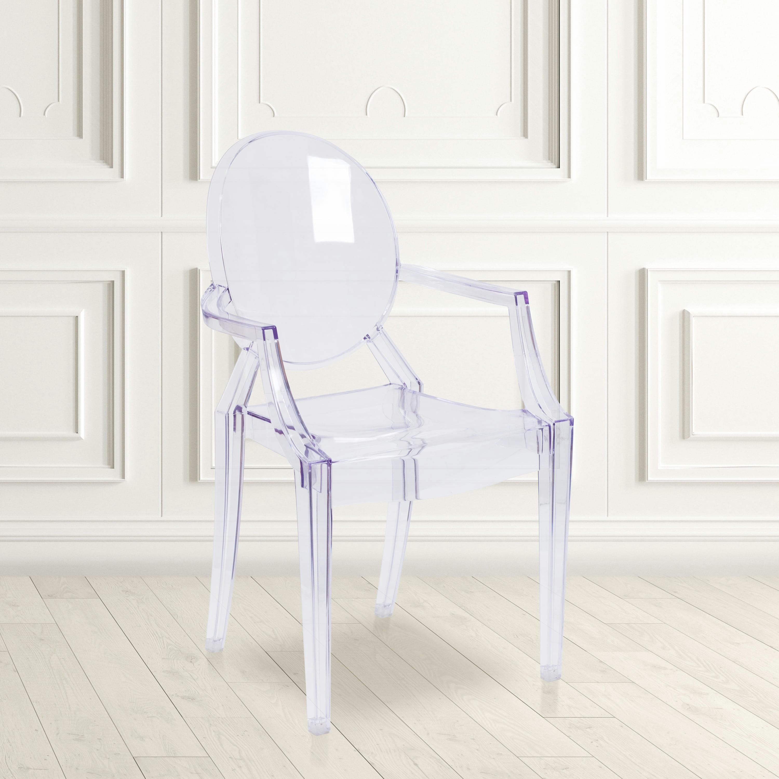 Louis Inspired Transparent Crystal Ghost Dining Chair with Arms