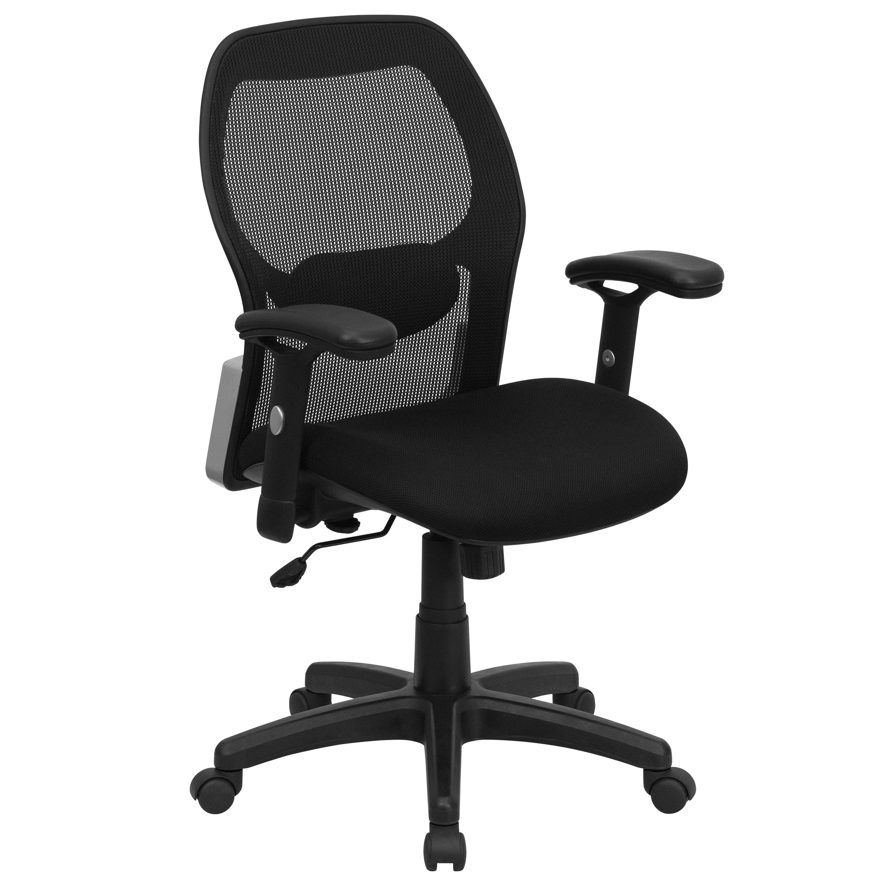 Ergonomic Mid-Back Black Mesh Executive Swivel Chair with Adjustable Arms