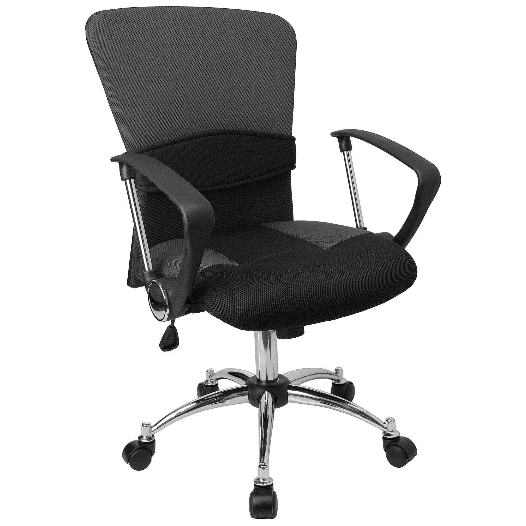 Contemporary Mid-Back Gray Mesh Swivel Task Chair with Chrome Base