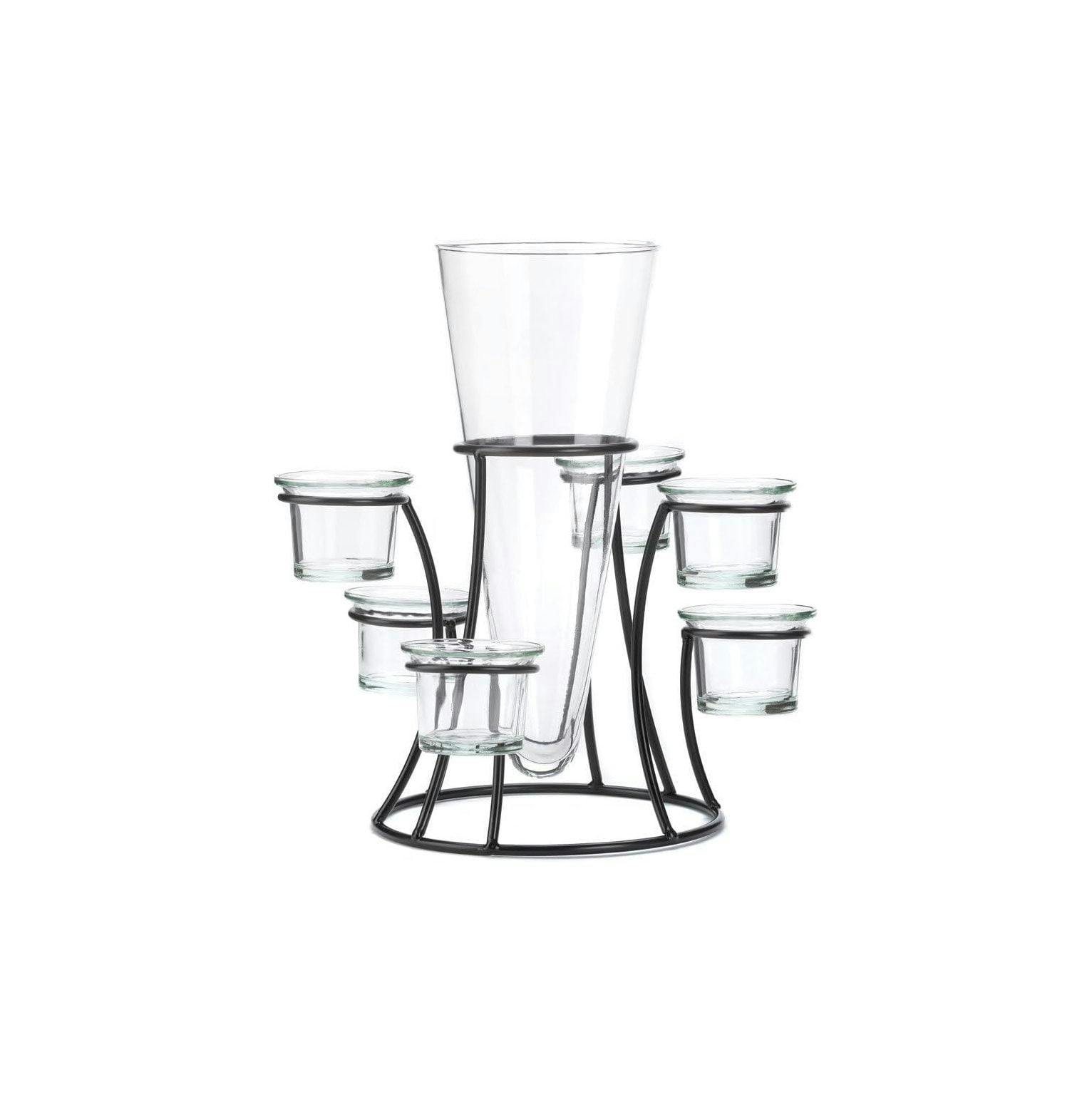 Elegant Winter Glow Circular Candle Stand with Glass Vase