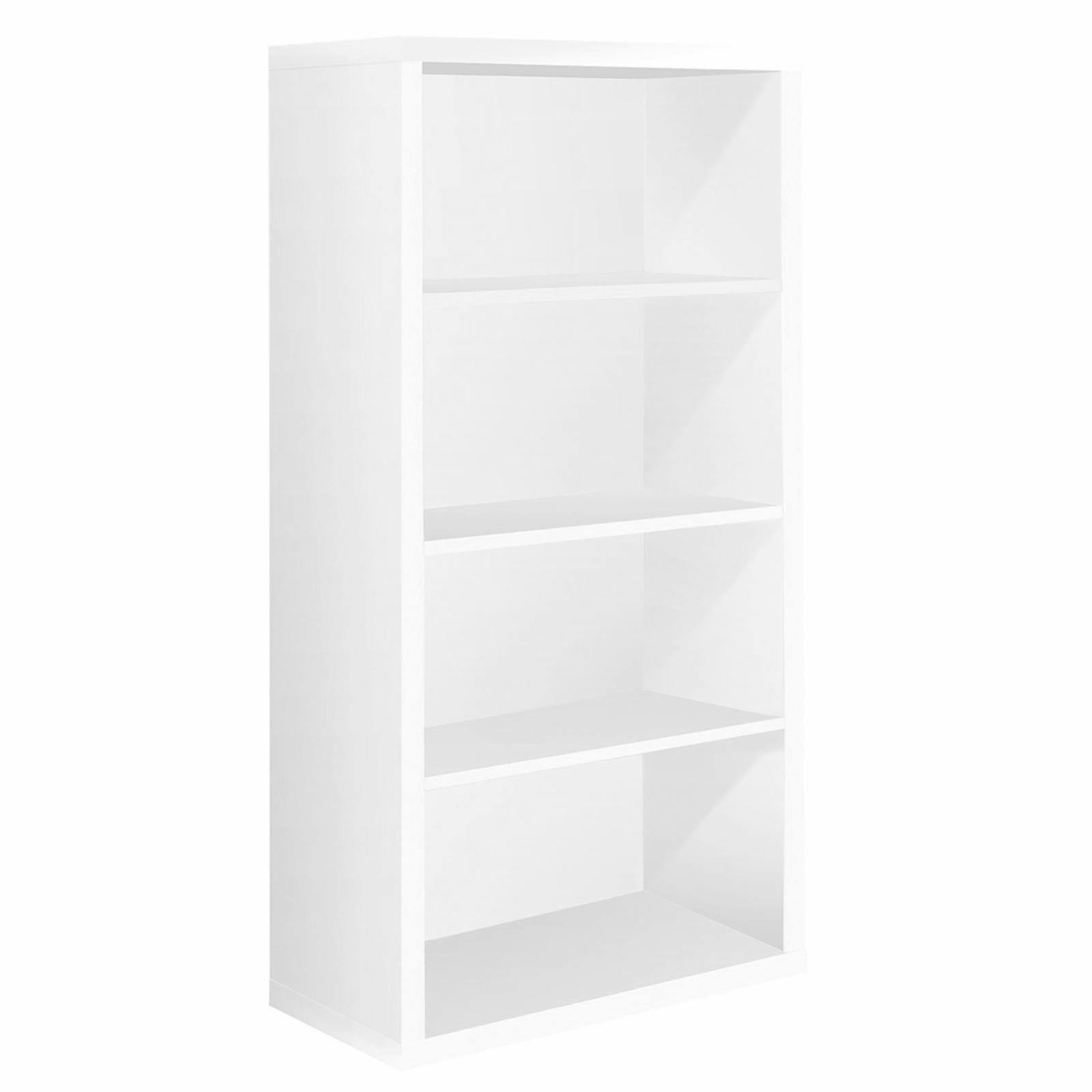 Sleek Contemporary White Bookcase with Adjustable Shelves