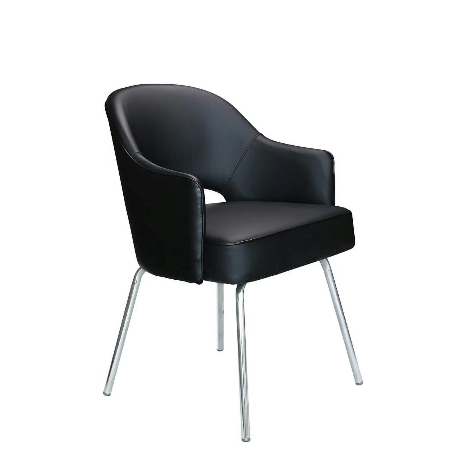 Elegant Black Vinyl and Chrome Fixed Arm Guest Chair