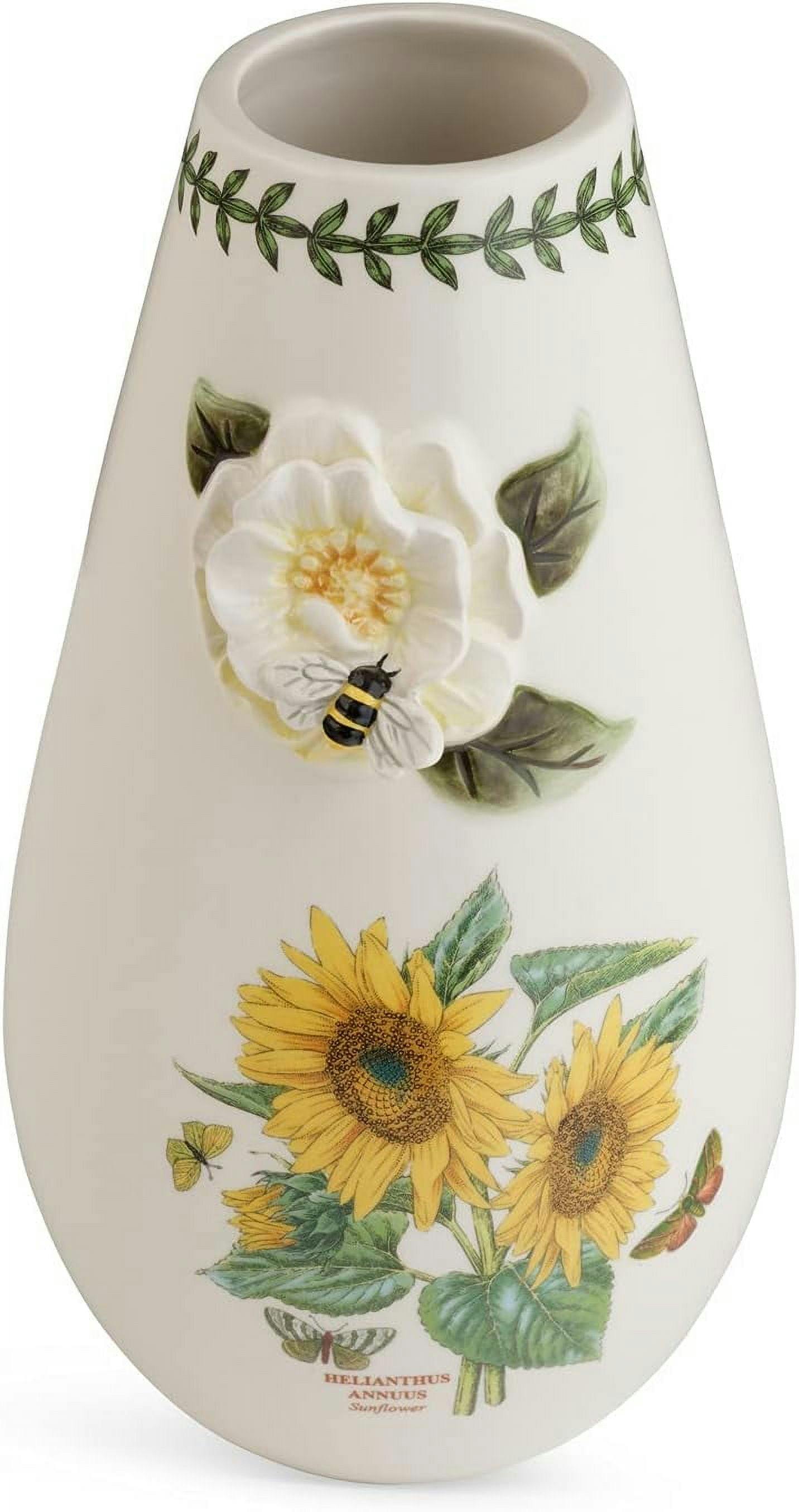 Classic Ceramic Sunflower Bud Vase with Botanical Theme