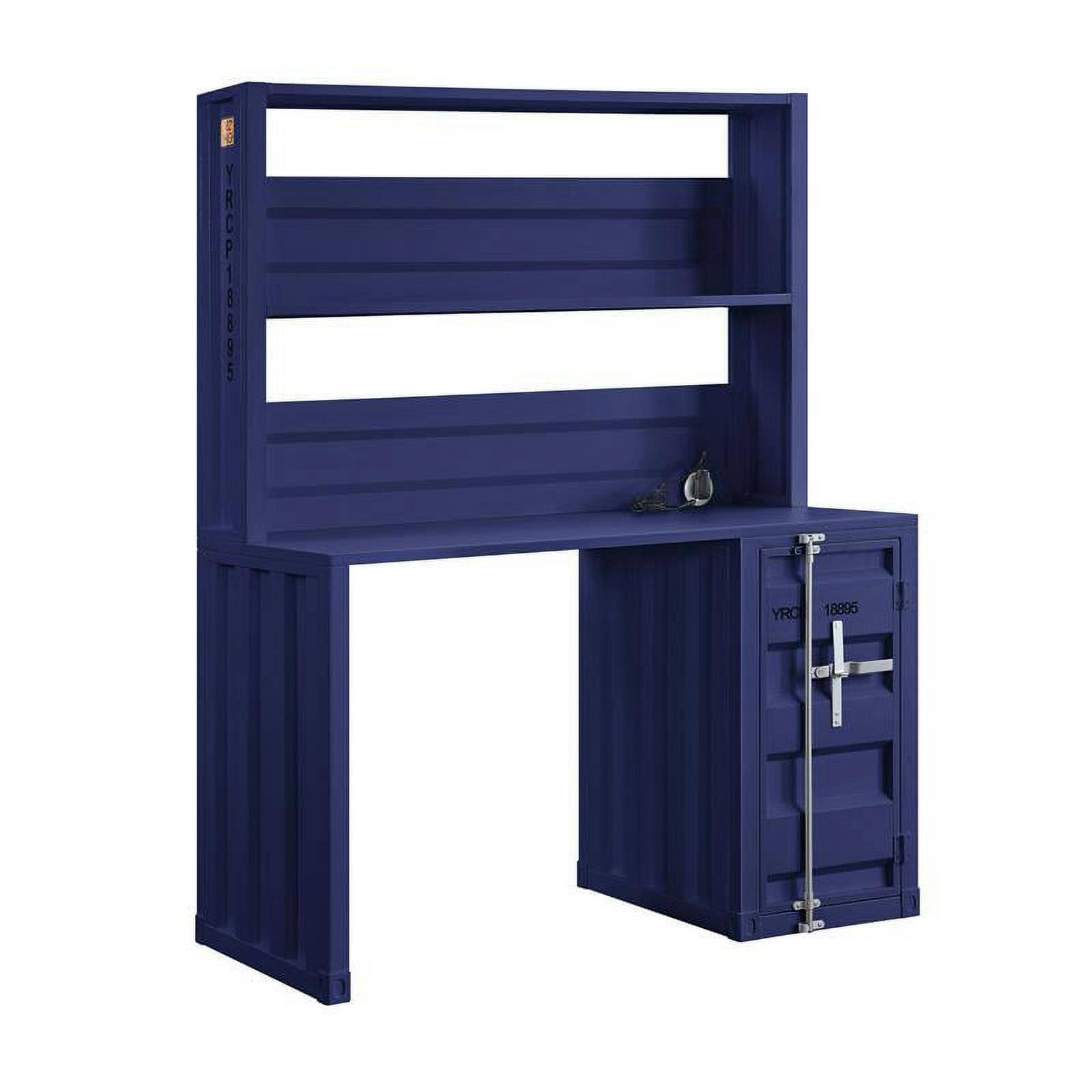 Industrial Blue 47" Cargo Desk with Hutch and Power Outlet