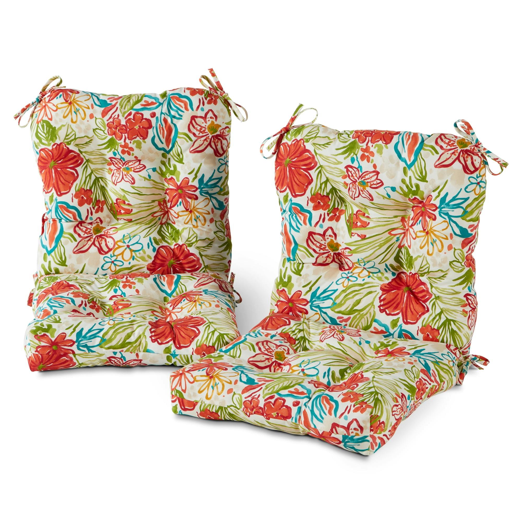 Breeze Floral Outdoor Tufted Chair Cushion 42" x 21" Set of 2