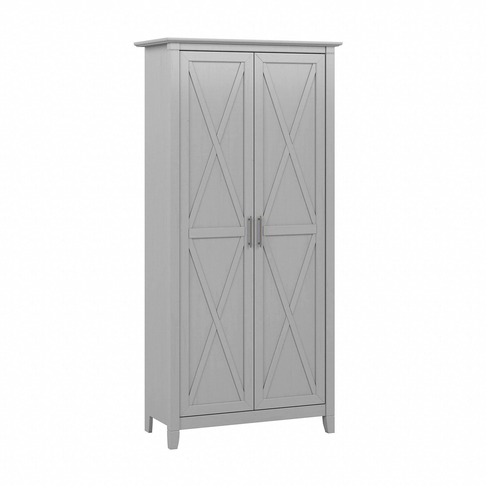 Cape Cod Gray Transitional Tall Office Storage Cabinet with Adjustable Shelving