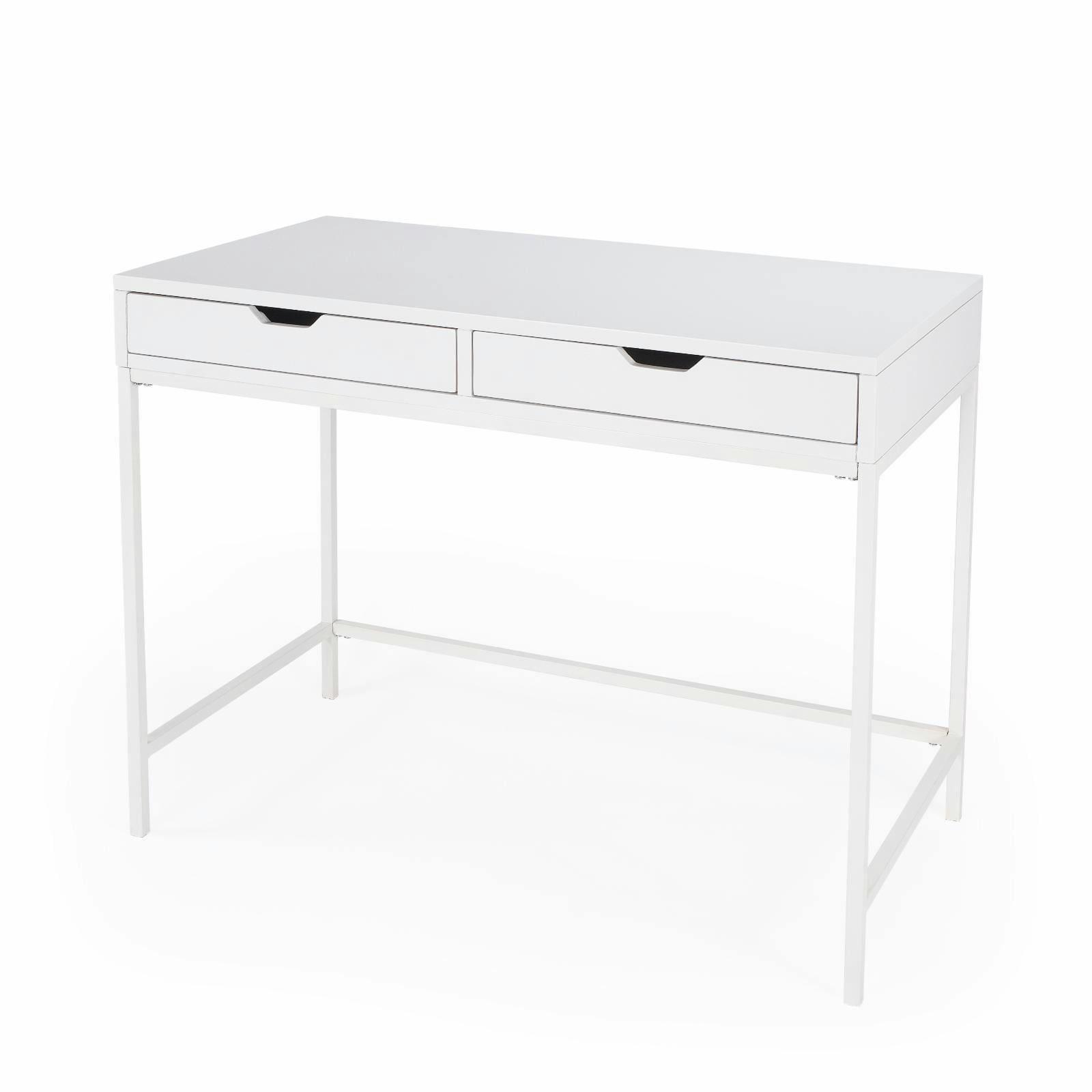 Belka Modern White Mahogany Writing Desk with Smooth Drawers