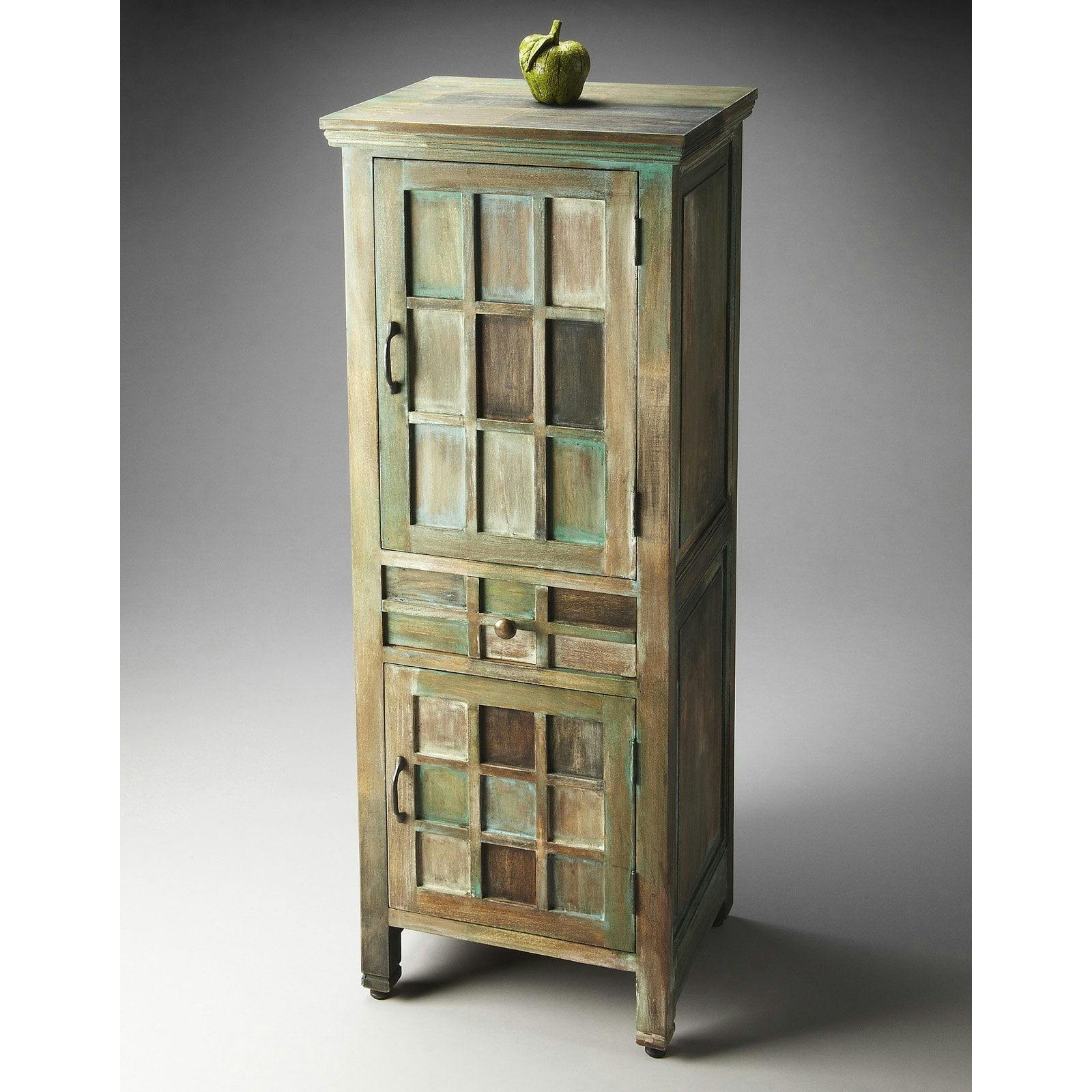 Jodha Artifacts Freestanding Accent Cabinet in Rustic Greens and Browns