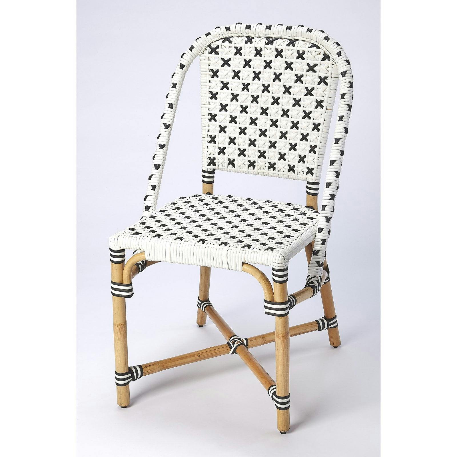 Butler Tenor Black & White Woven Rattan Side Chair