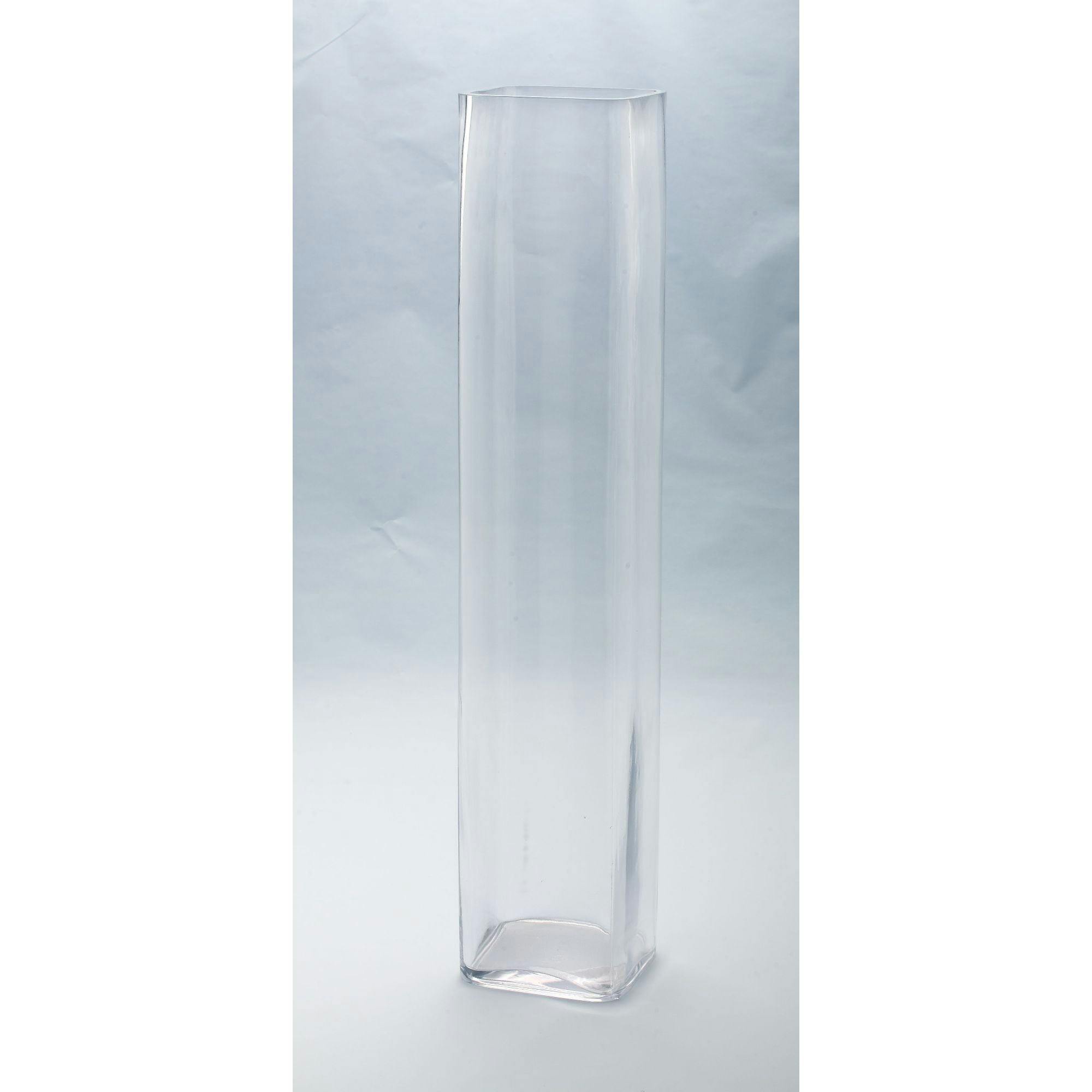 Elegant 24" Clear Handblown Glass Square Flower Vase
