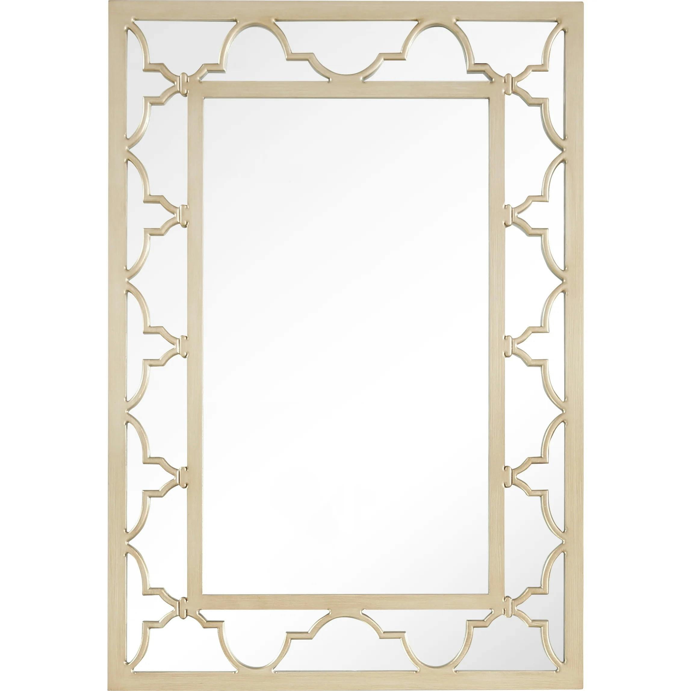 Elegant Champagne Wood Rectangular Wall Mirror 49"