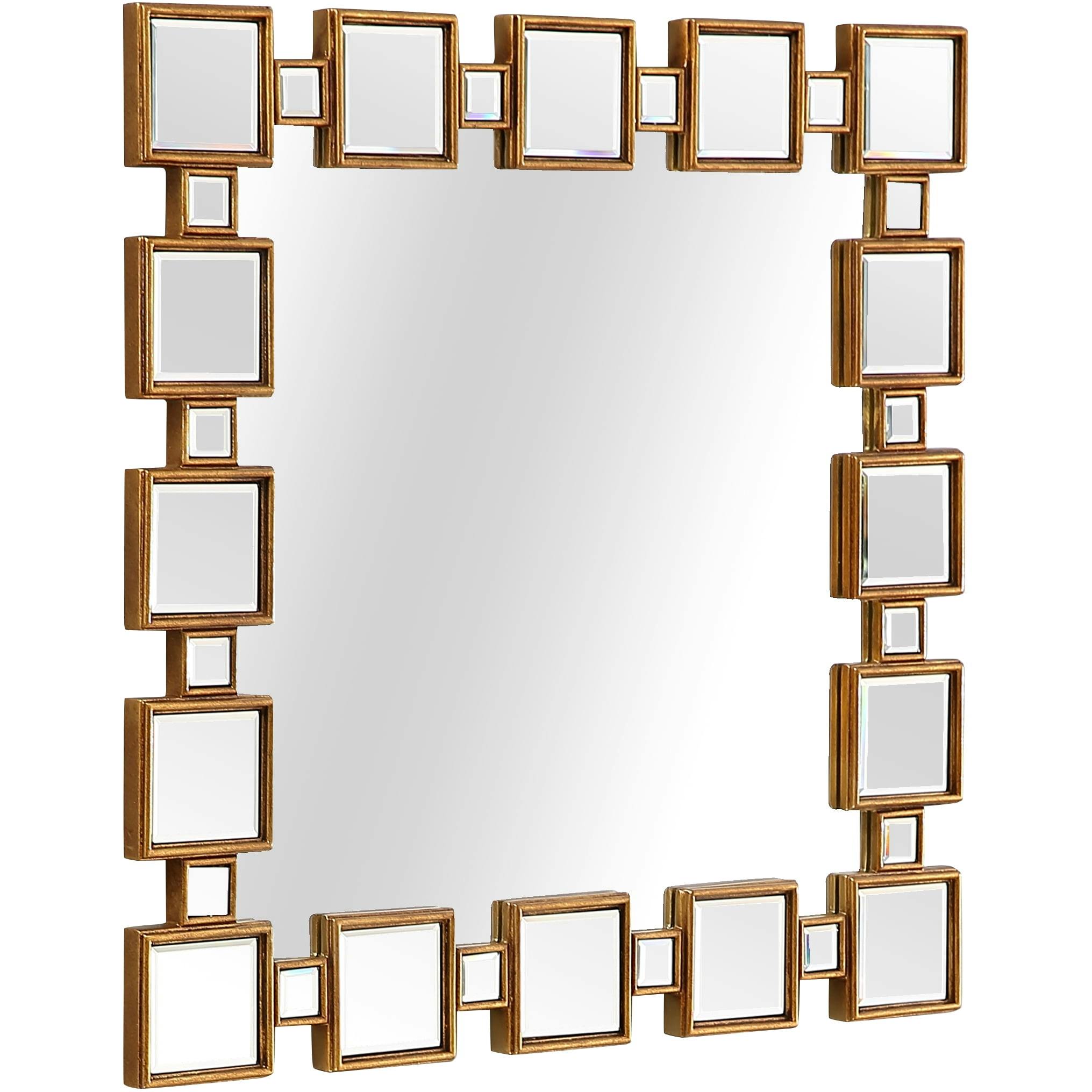 Orion 37" Square Layered Gold & Wood Wall Mirror