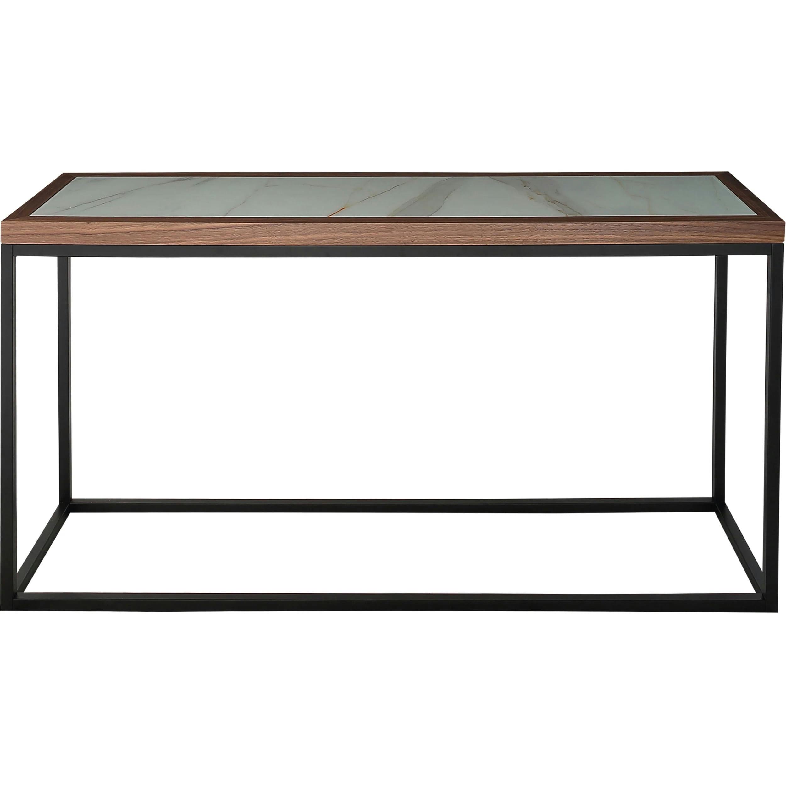 Riley 65'' Ebony and White Marble Glass Console Table with Storage