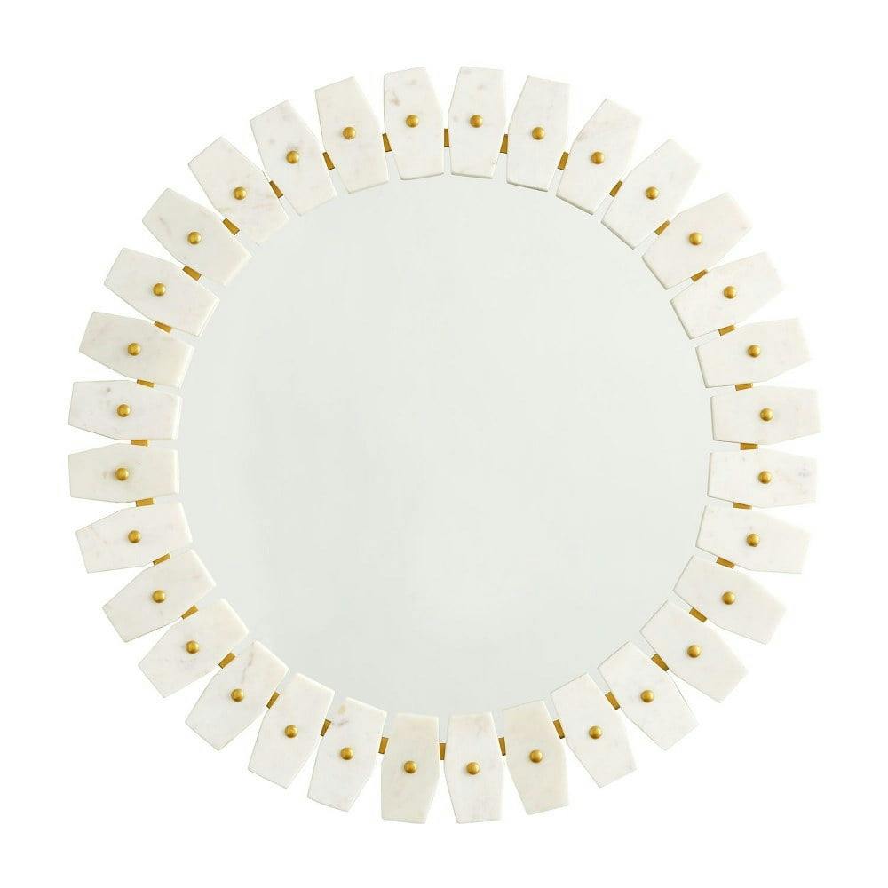 28.5" Oval Marble and Brass Decorative Wall Mirror