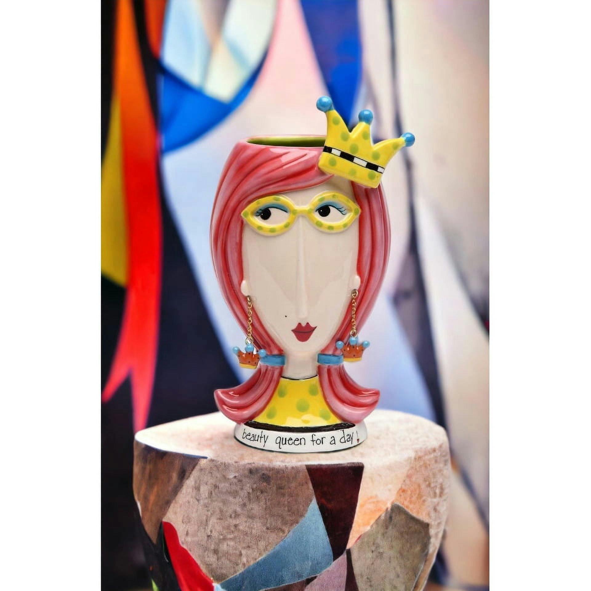 Sassy Chic 8.5'' Ceramic Beauty Queen Vase & Brush Holder
