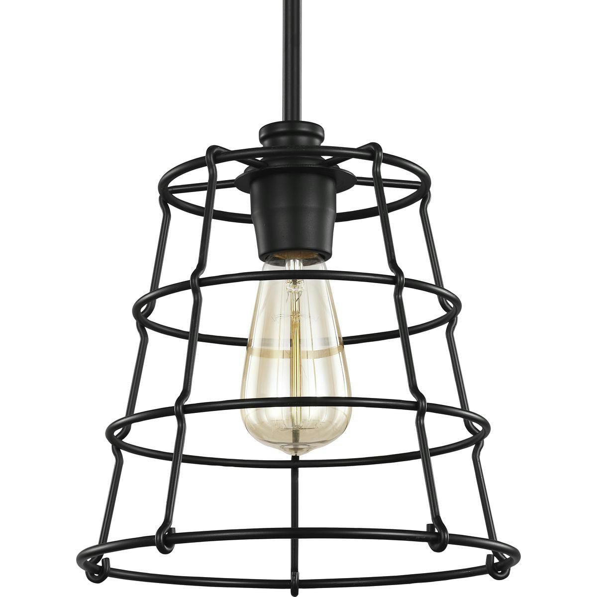 Chambers 10" Matte Black Farmhouse Mini-Pendant with Wire-Frame Shade