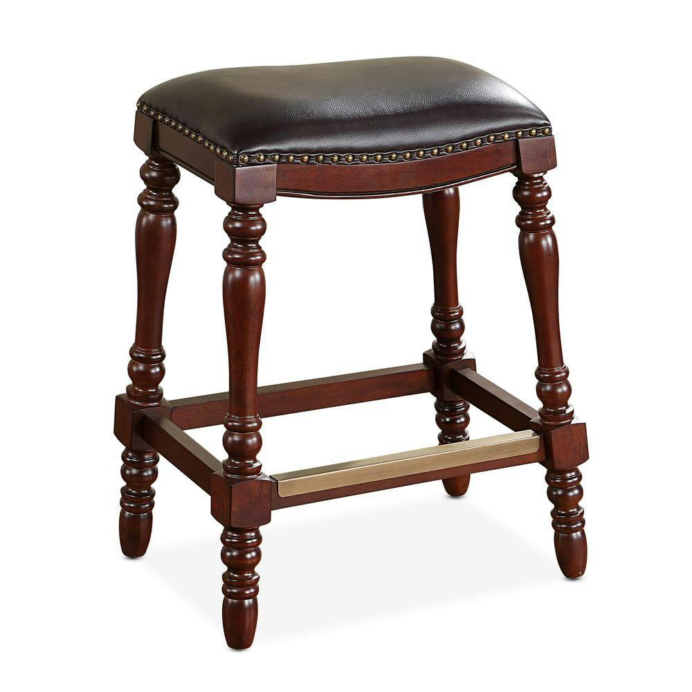 Chester Traditional Brown Leather Saddle Counter Stool