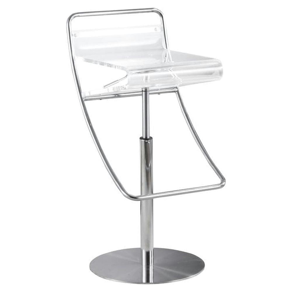 Elysian Clear Acrylic Swivel Adjustable Stool with Stainless Steel Base