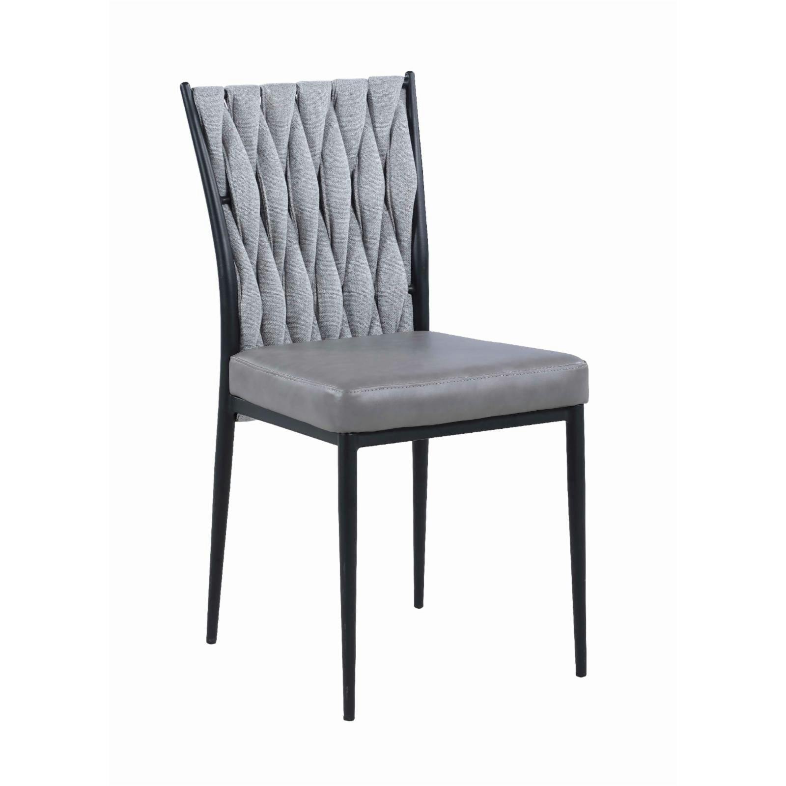 Sleek Gray Faux Leather & Metal Upholstered Side Chair